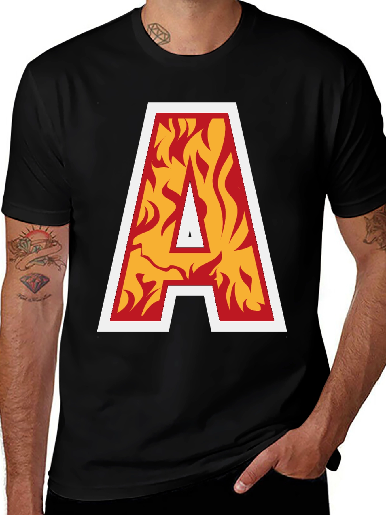 Variant 3 of Fiery Initial A Graphic Tee