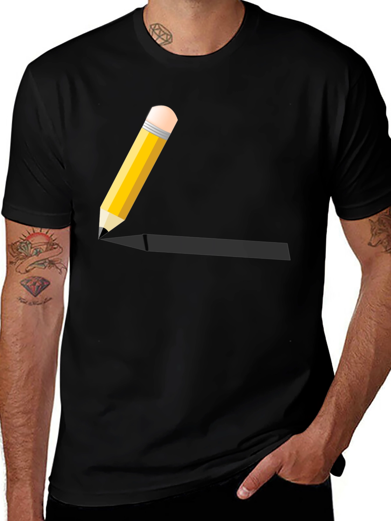 Variant 7 of Pencil Graphic T-Shirt - Black Cotton Tee