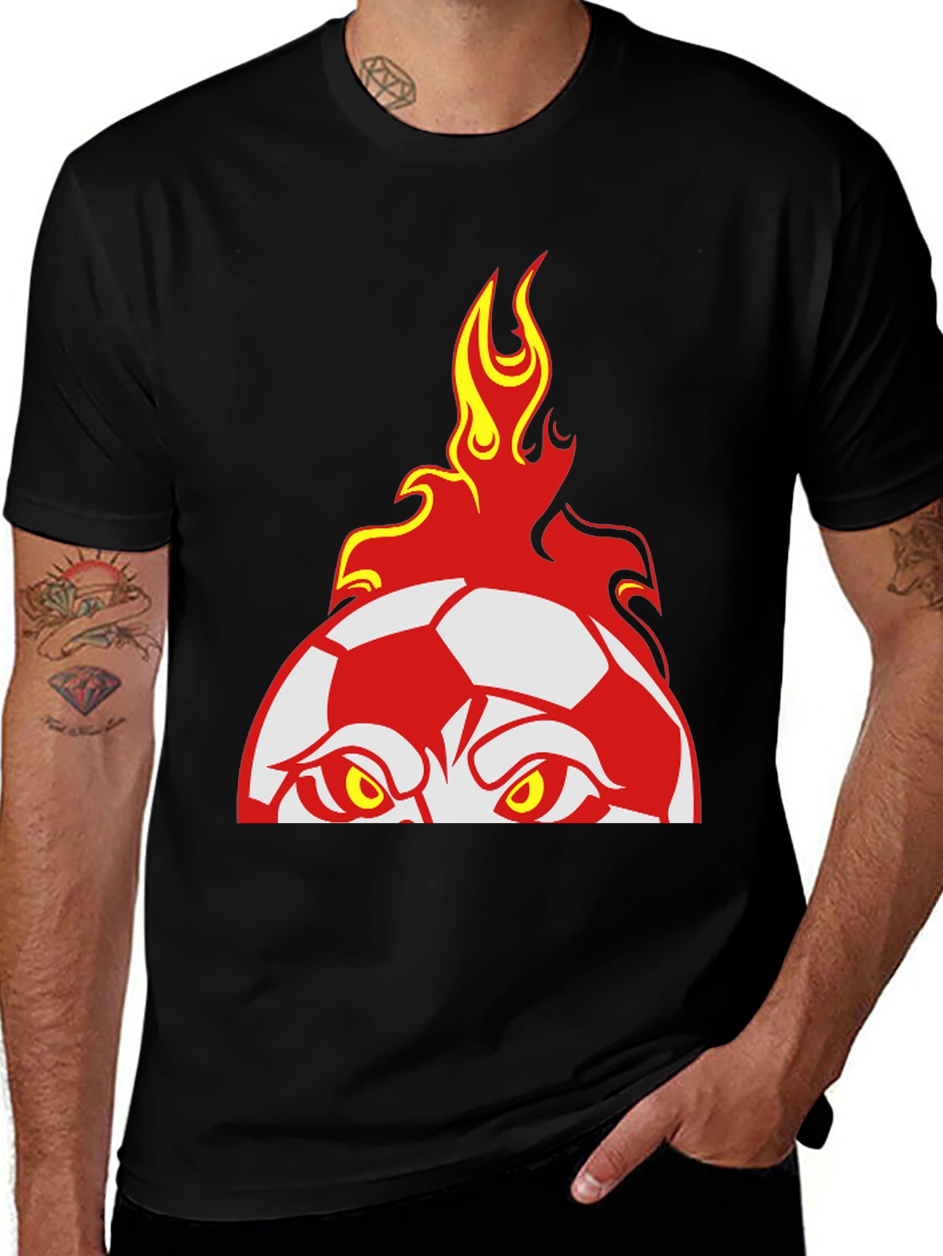 Variant 18 of Fiery Soccer Ball Graphic T-Shirt