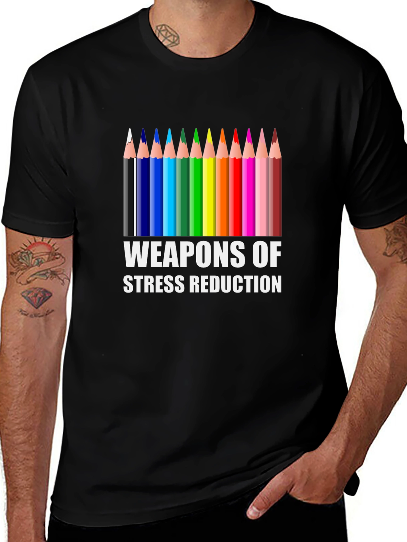 Variant 15 of Weapons of Stress Reduction T-Shirt, Coloring Pencils Design