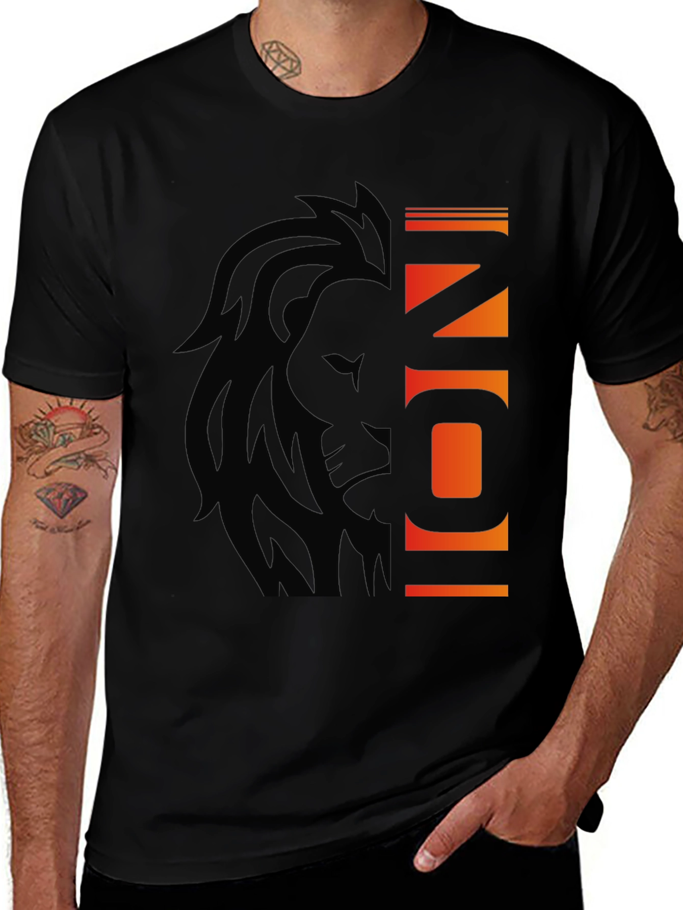Variant 11 of Iconic Lion Graphic Tee - Stylish Men's Black T-Shirt