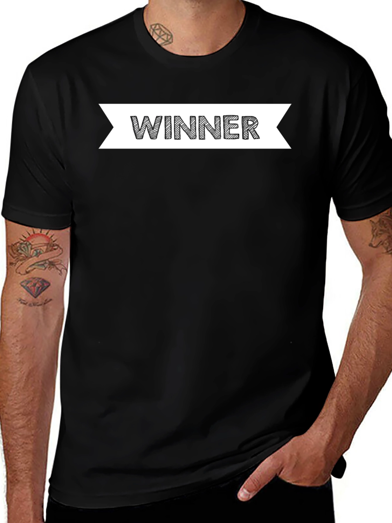 Variant 11 of Winner Graphic T-Shirt - Black, Men's Casual Wear