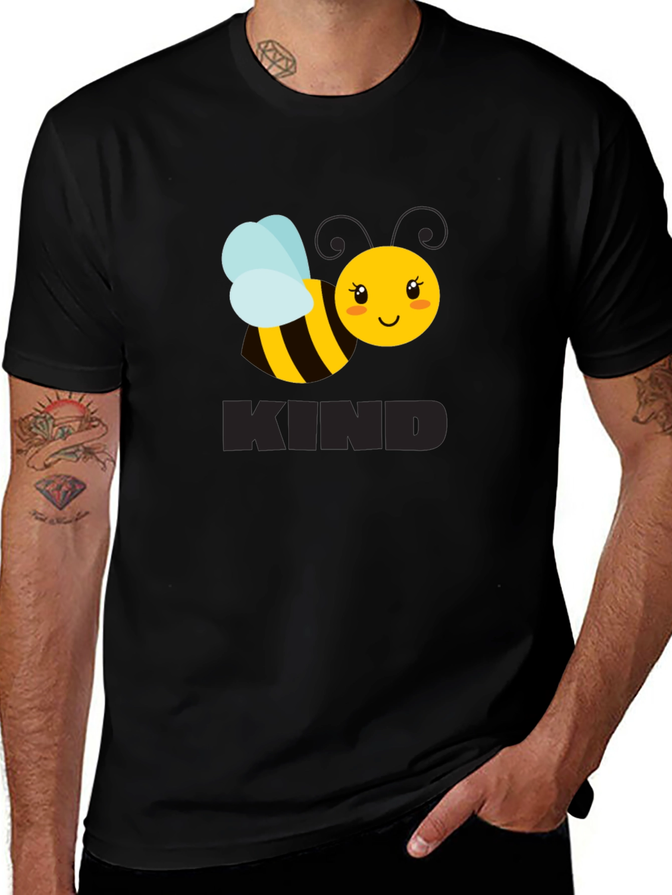 Variant 2 of Be Kind Bee Graphic Tee - Black