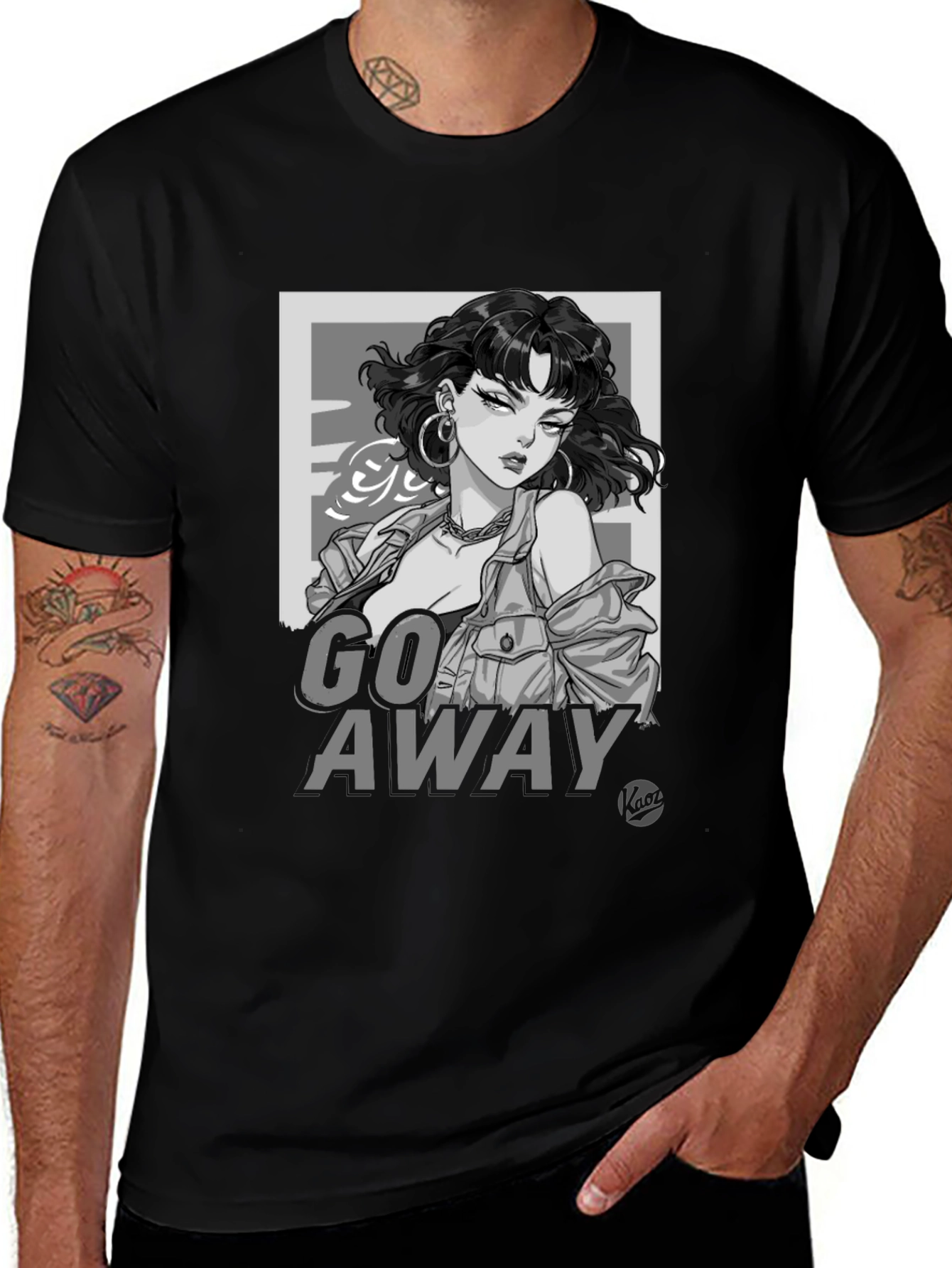Variant 23 of Edgy Graphic Tee - Go Away Black T-Shirt
