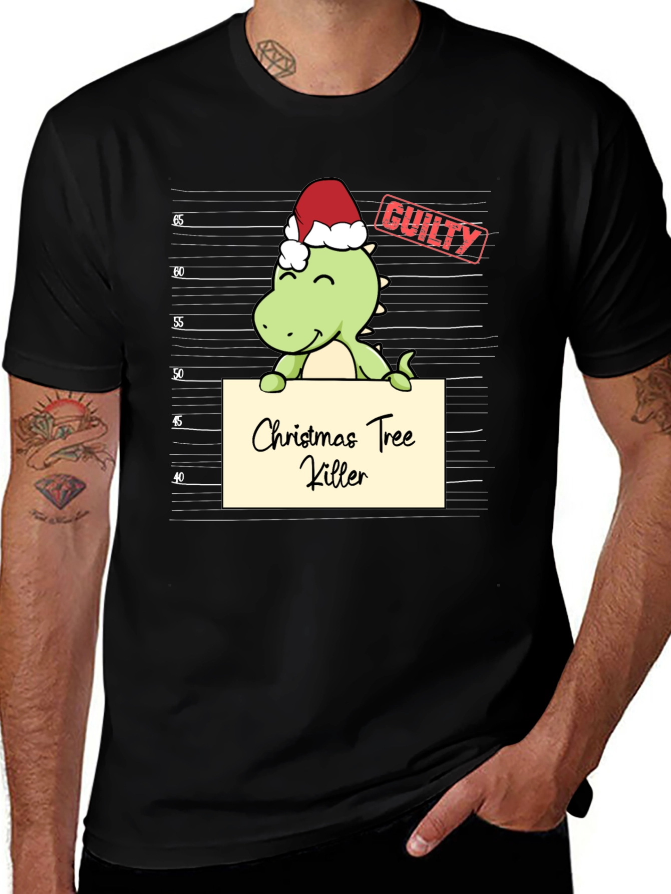 Variant 15 of Christmas Tree Killer Dino T-Shirt