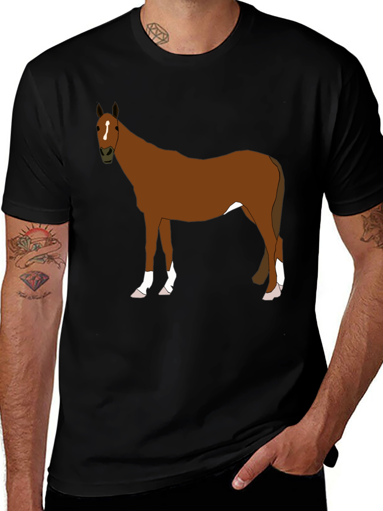 Variant 25 of Horse Graphic Tee - Black Cotton Blend