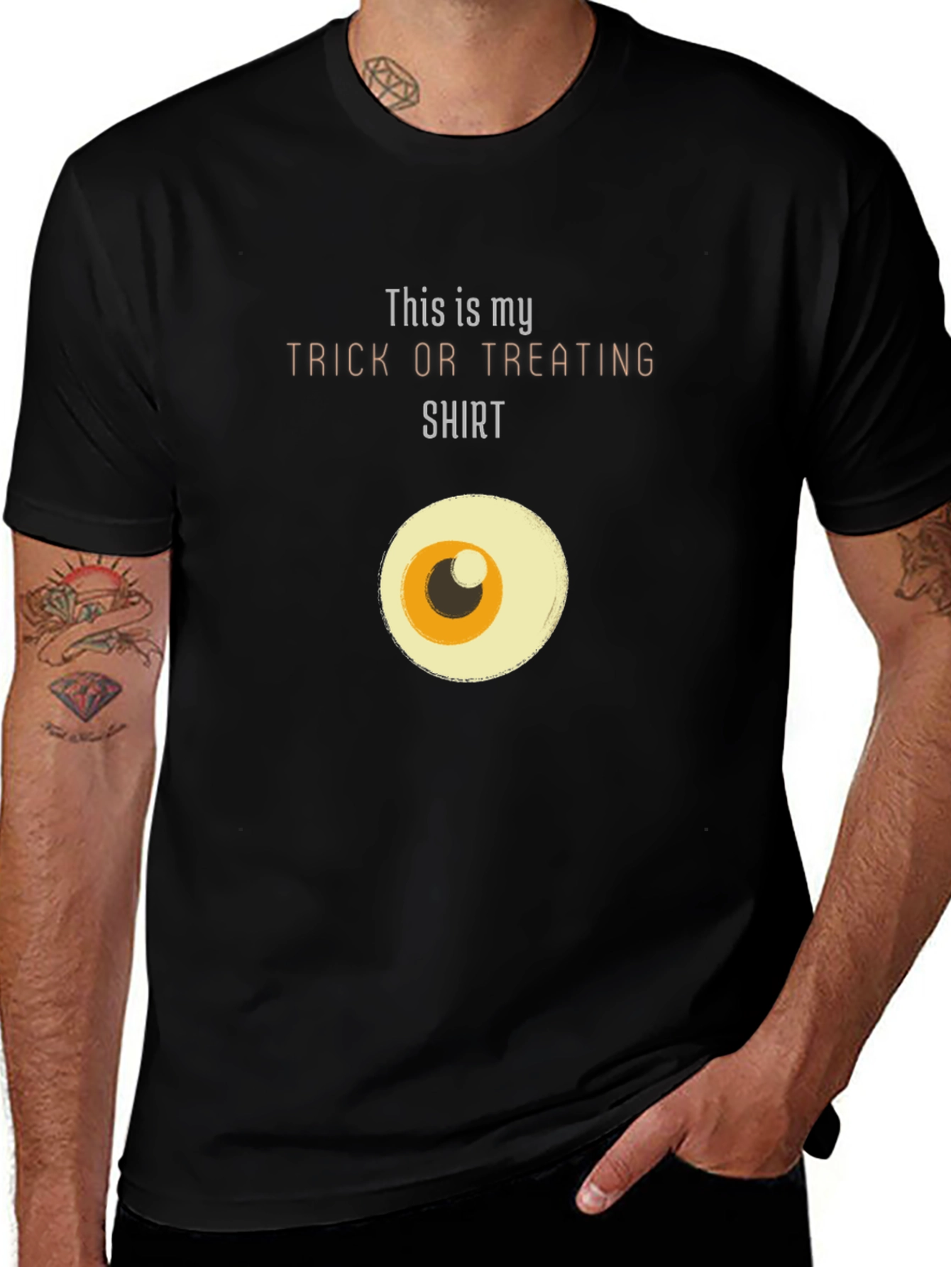 Funny Halloween Eyeball Trick or Treat Graphic Tee