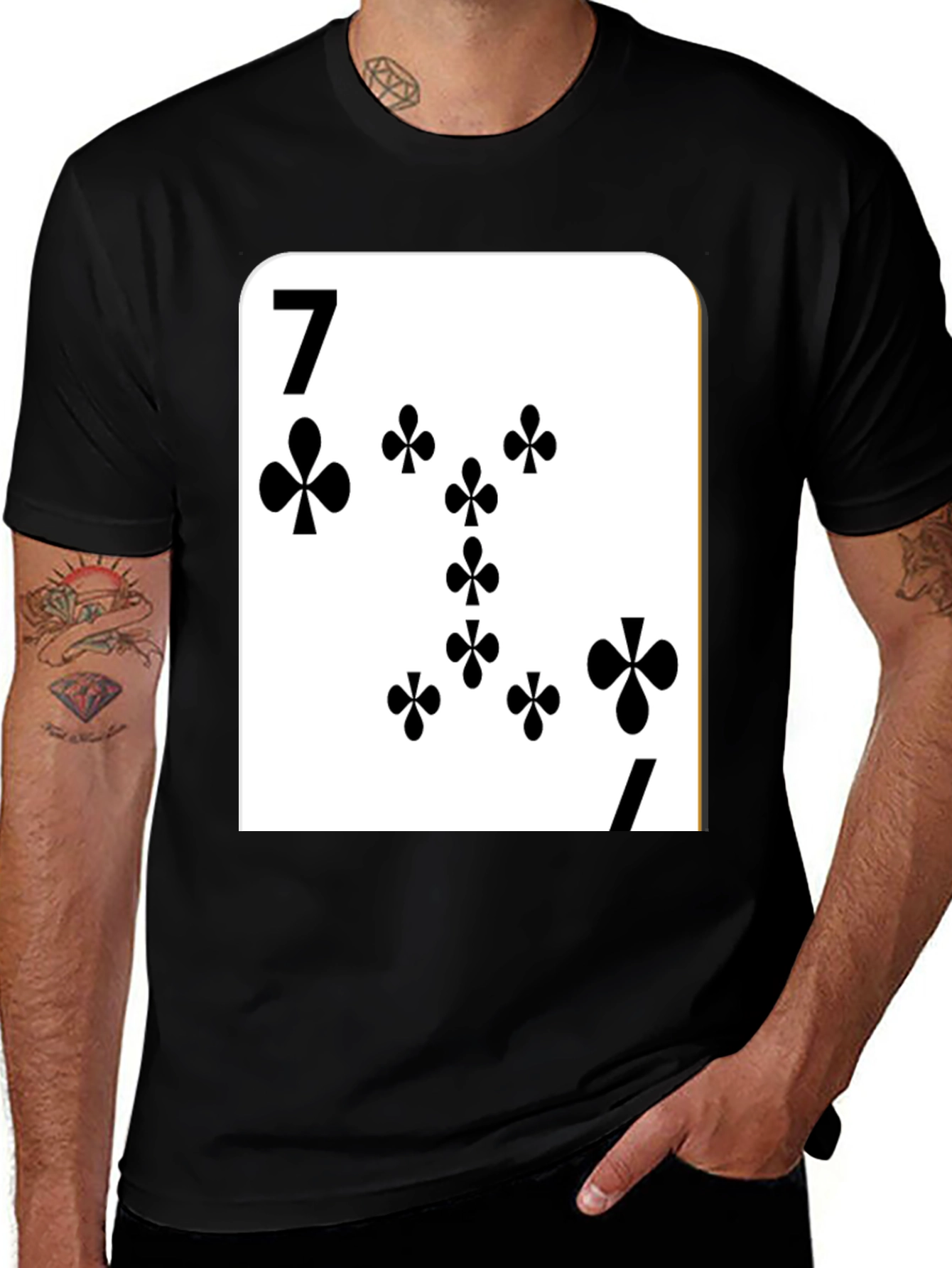 Variant 11 of Seven of Clubs Card Graphic T-Shirt