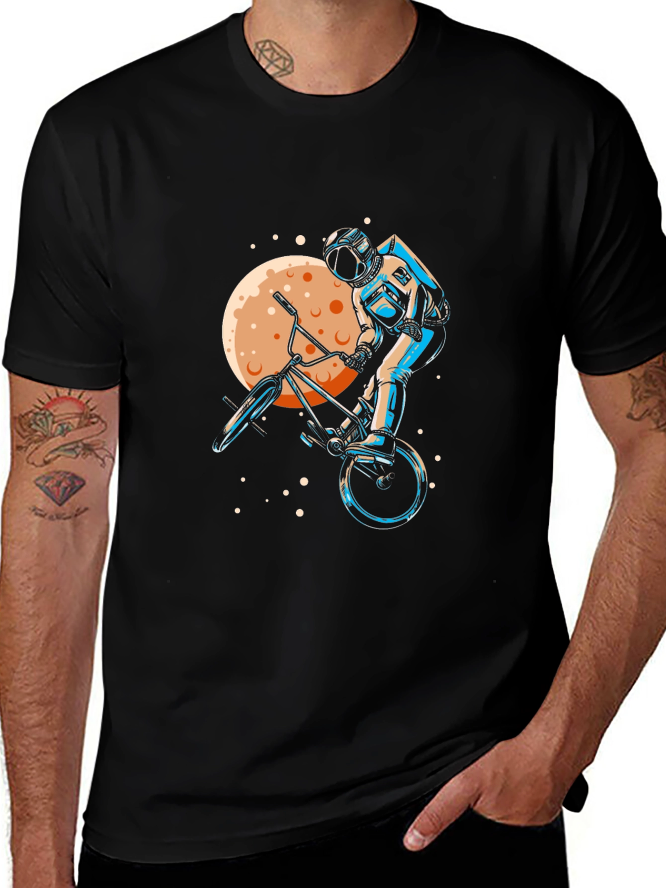 Variant 30 of Astronaut BMX Rider Graphic Tee - Space Adventure Shirt
