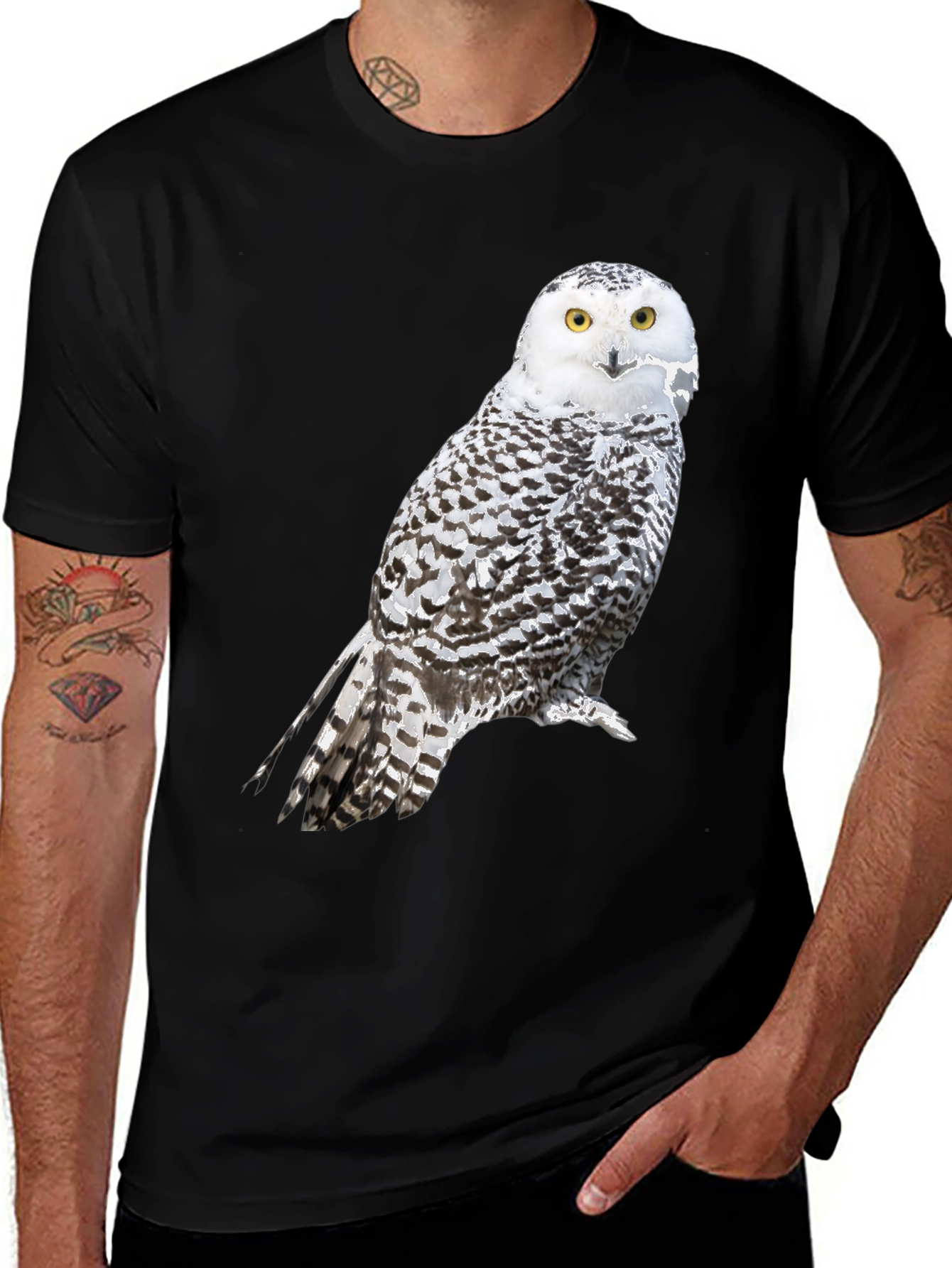 Variant 16 of Owl Graphic Print Black T-Shirt
