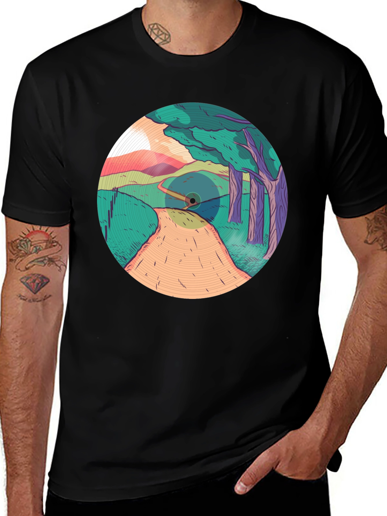 Variant 13 of Nature Path Graphic Tee - Men's Black T-Shirt