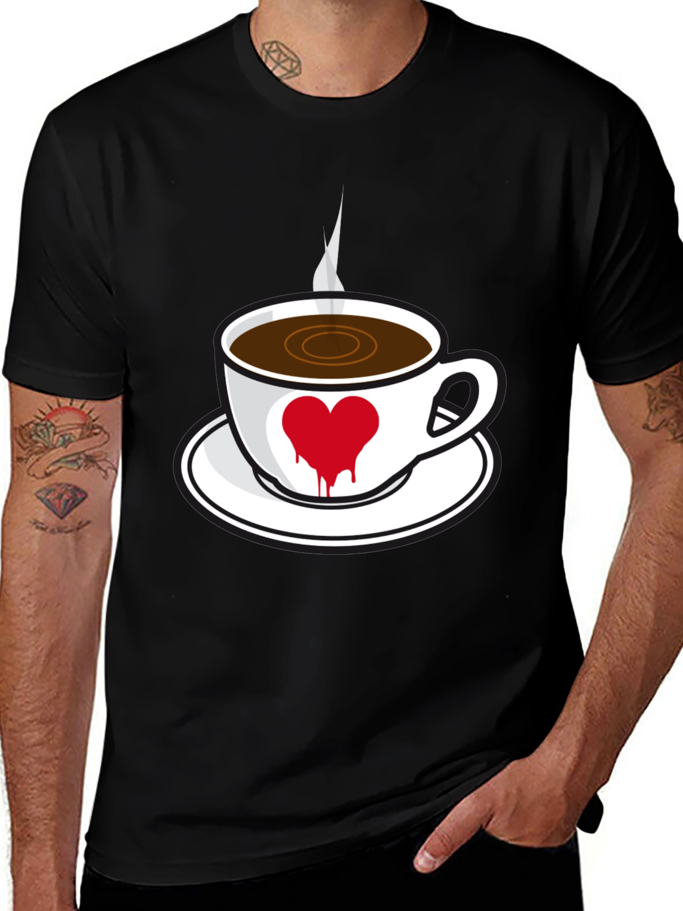 Variant 13 of Coffee Heart Graphic Black T-Shirt