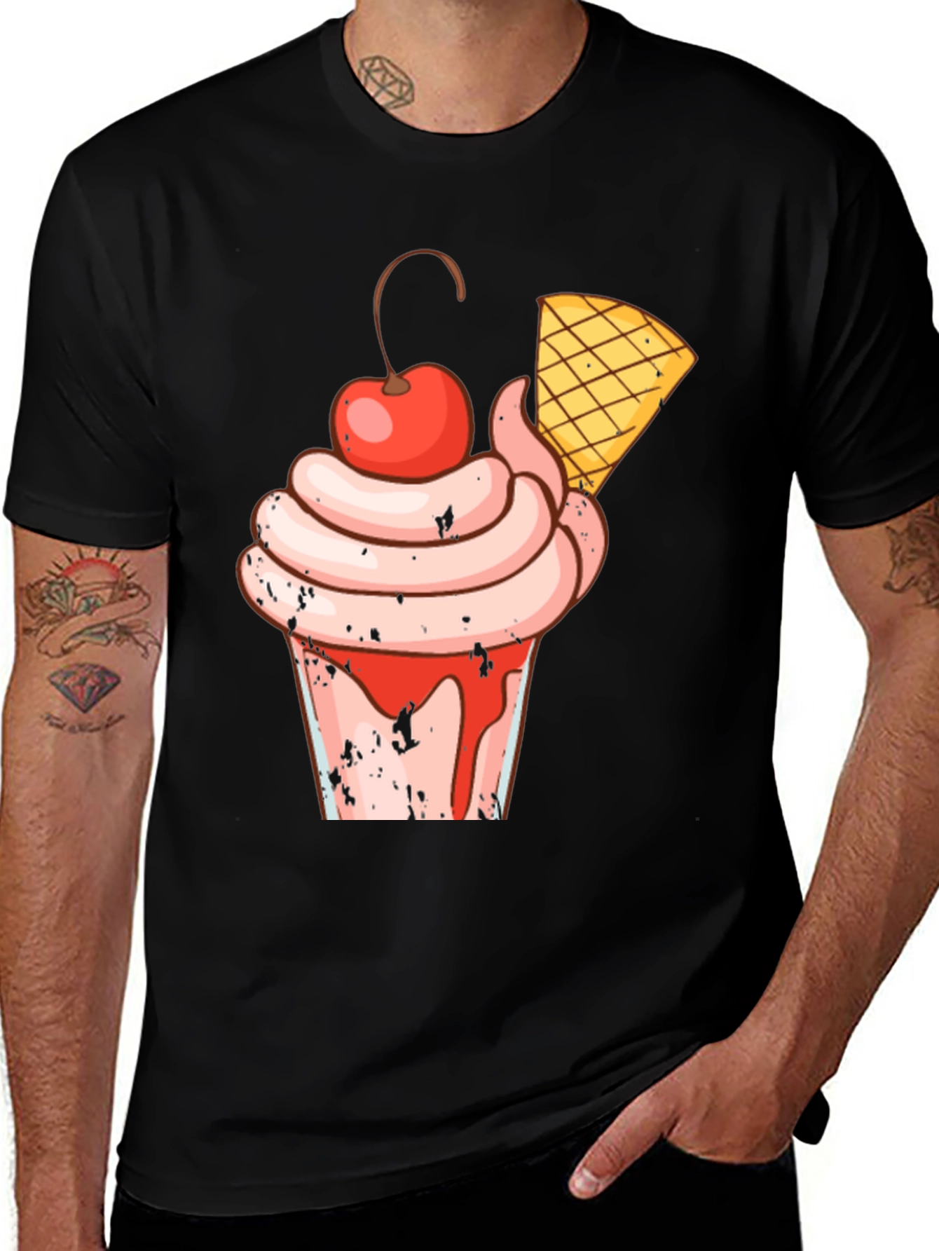 Variant 21 of Fun Dessert Graphic Black T-Shirt