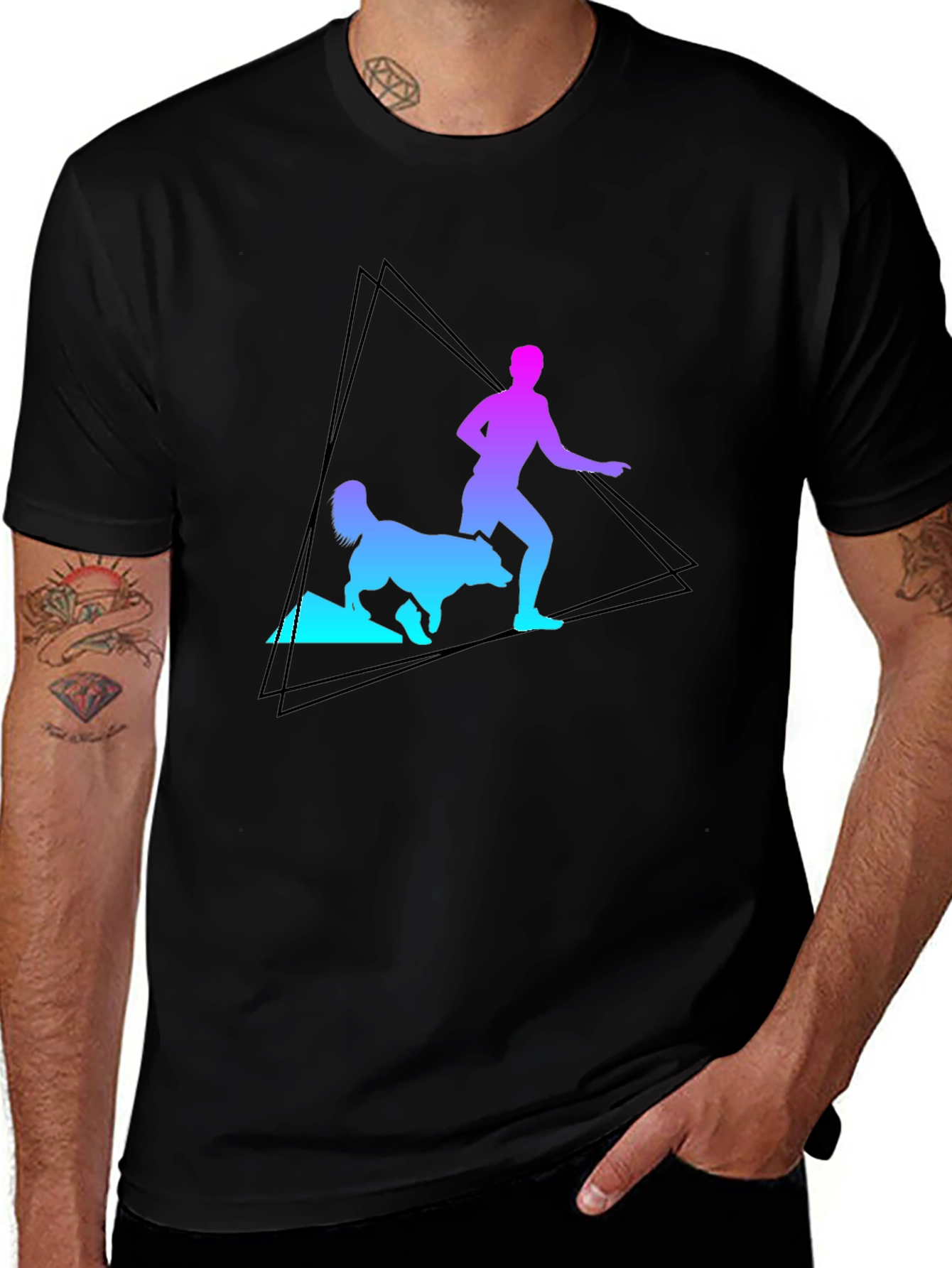 Variant 6 of Gradient Runner & Dog Graphic Tee