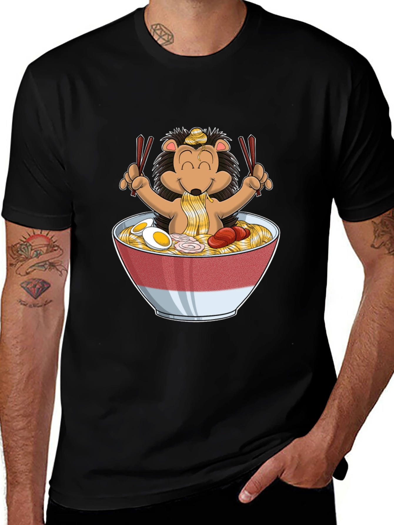 Variant 25 of Hedgehog Ramen T-Shirt - Cute Anime Style