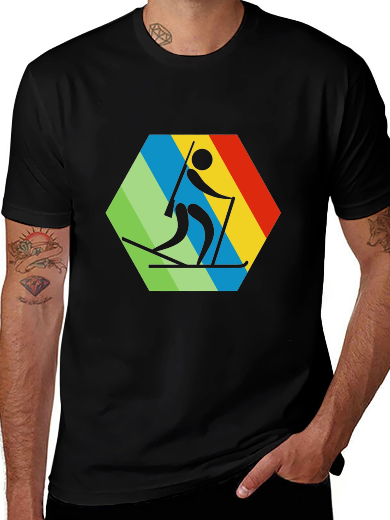 Biathlon Hexagon Graphic Tee - Skiing T-Shirt