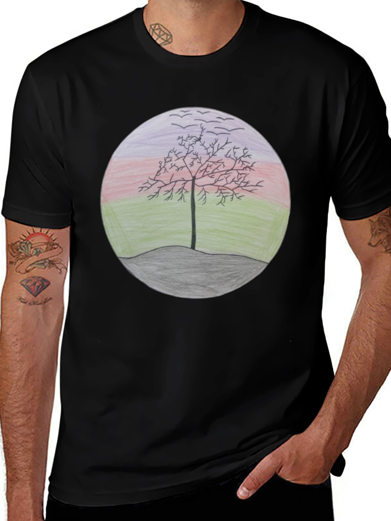 Variant 11 of Nature Tree Graphic Black T-Shirt