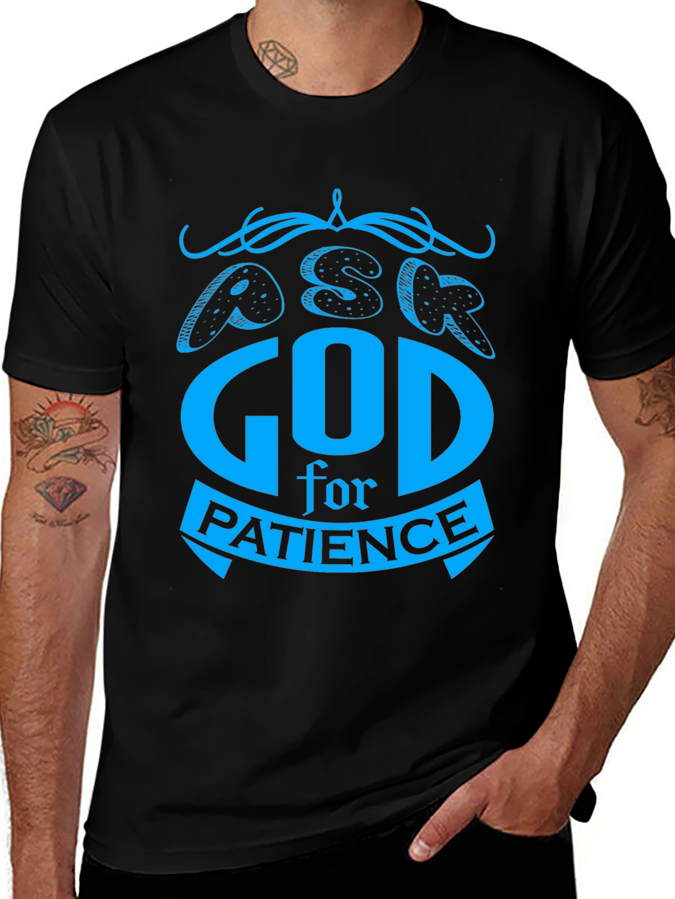 Variant 14 of Ask God For Patience T-Shirt - Black