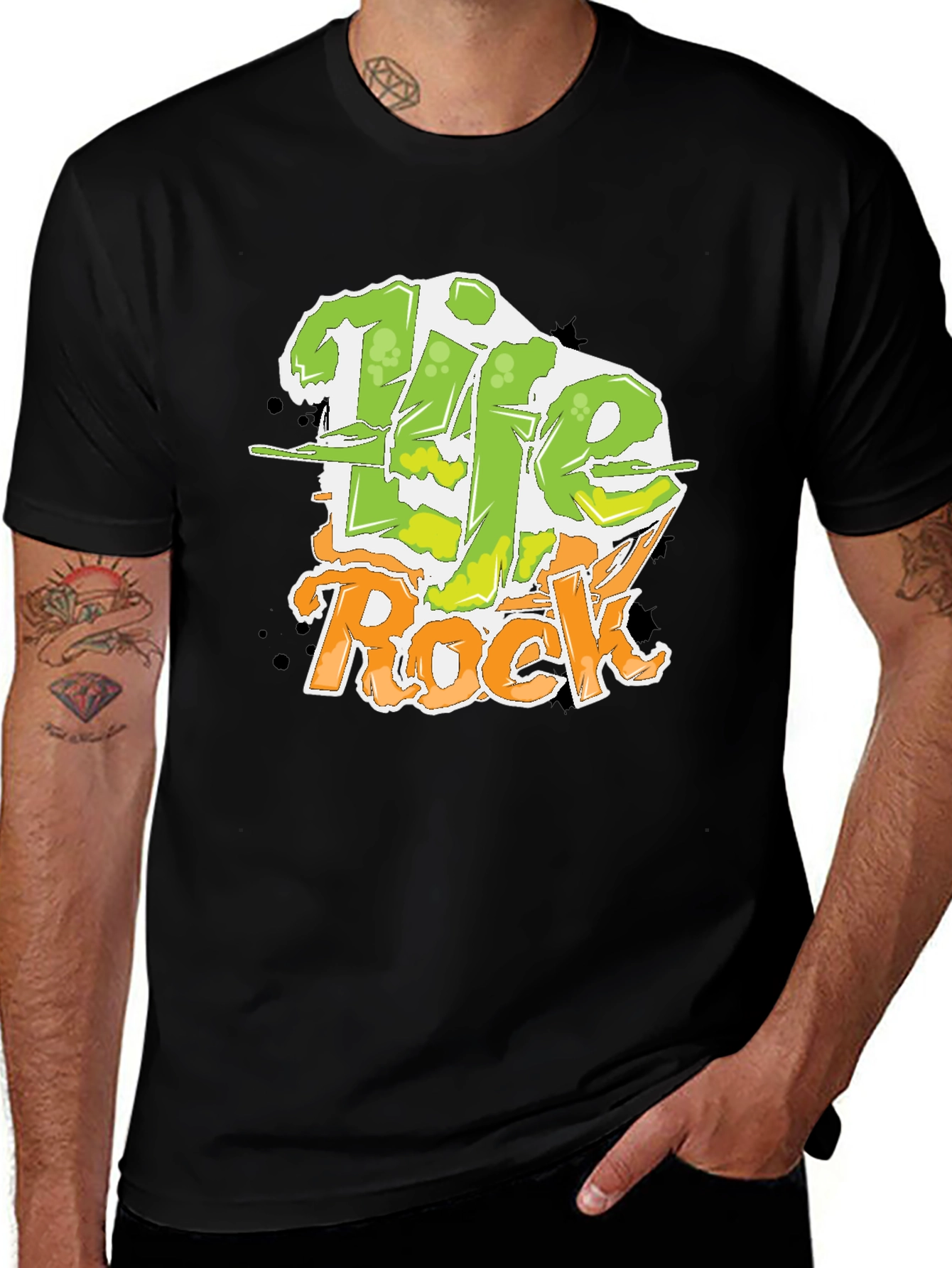 Variant 14 of Life Rock Graphic Print Black T-Shirt