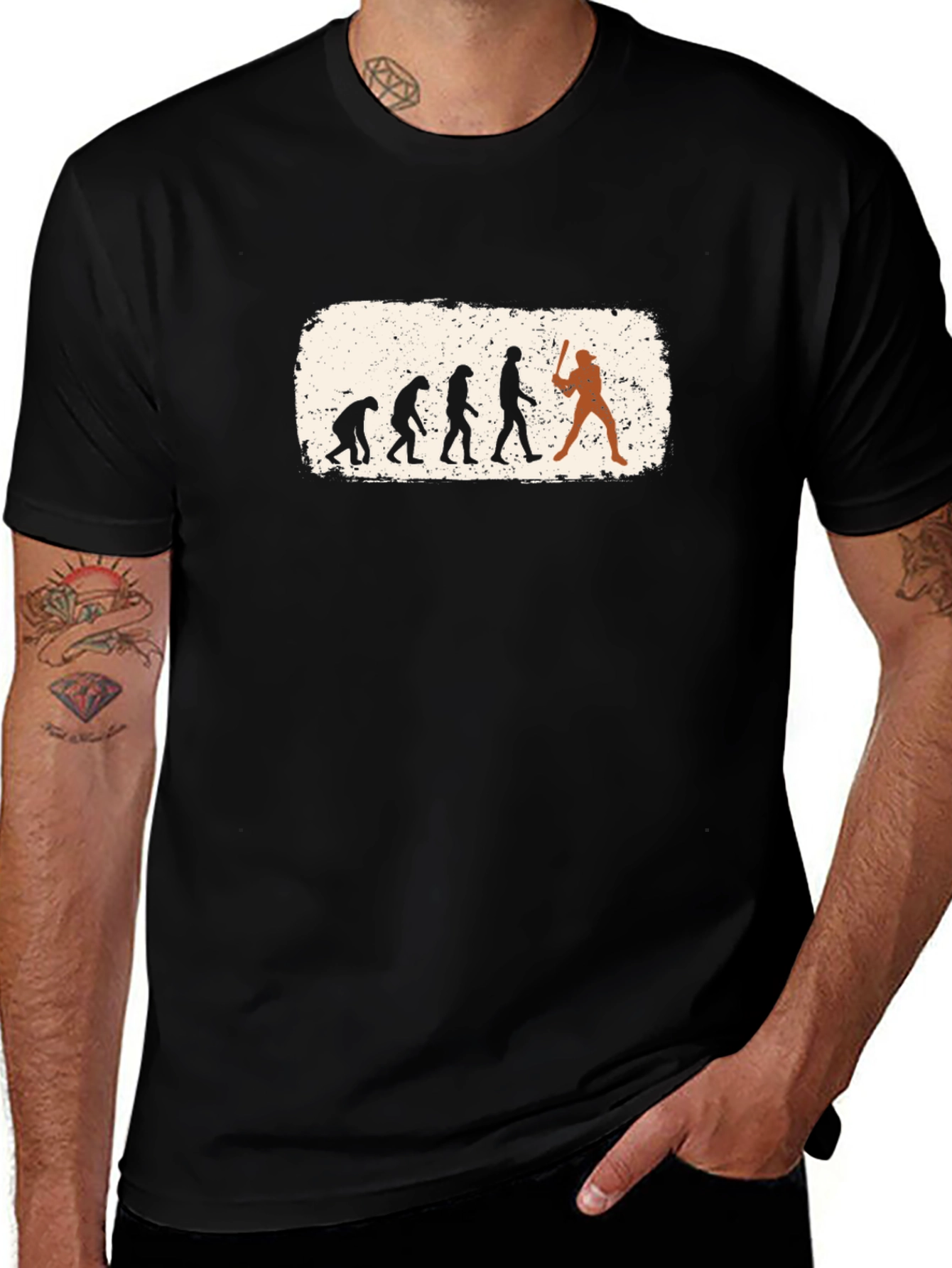 Evolution of Baseball T-Shirt - Black Graphic Tee