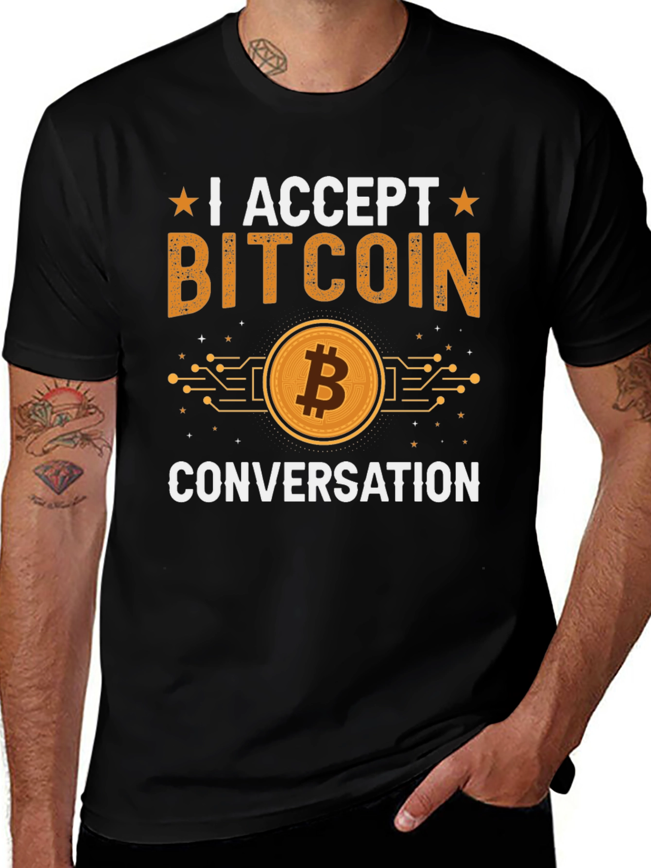 I Accept Bitcoin Conversation T-Shirt