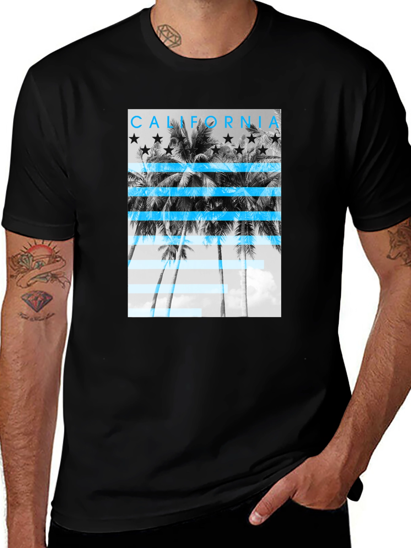 Variant 6 of California Palm Tree Graphic T-Shirt - Black