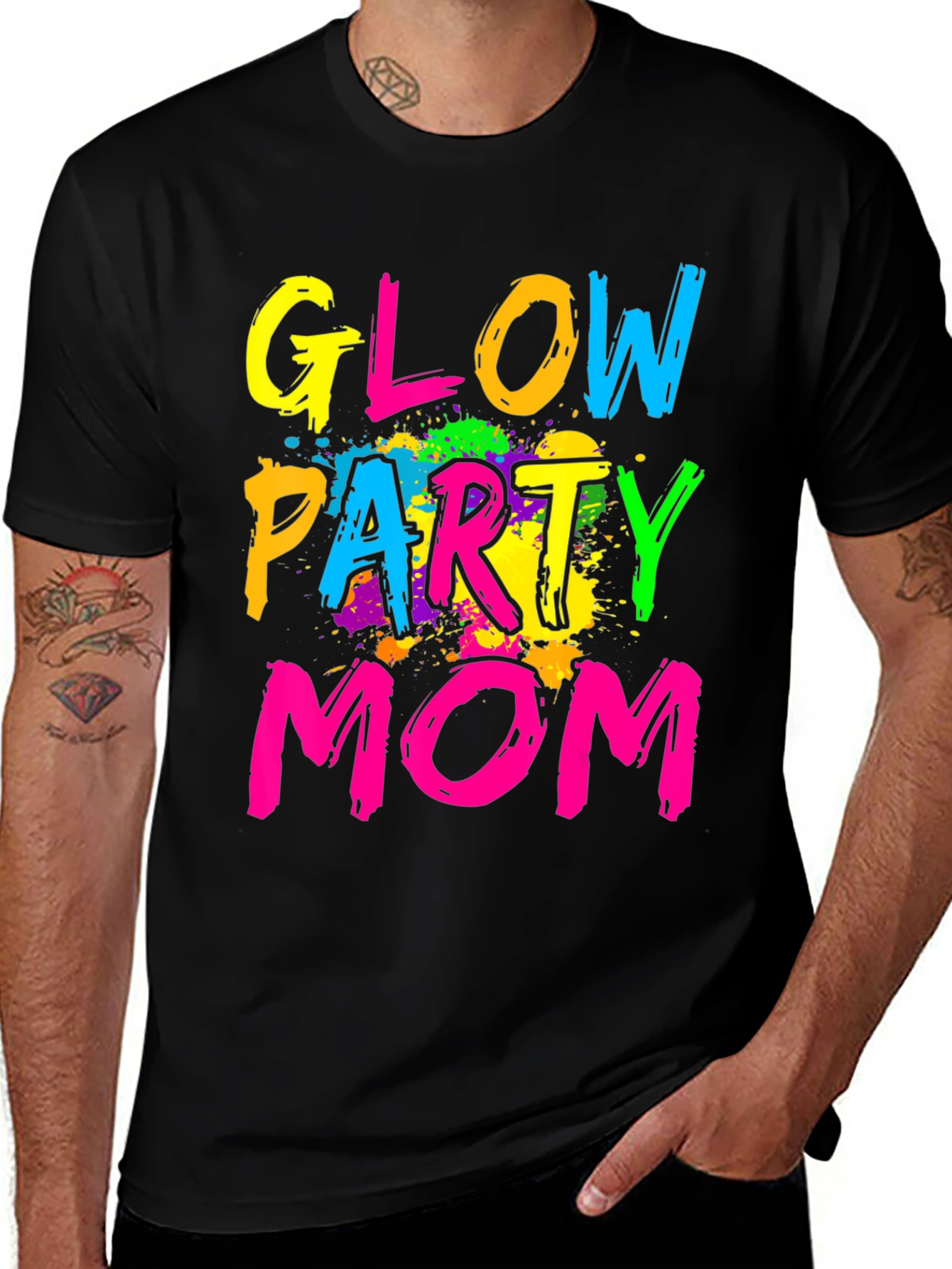 Glow Party Mom T-Shirt - Fun Neon Design