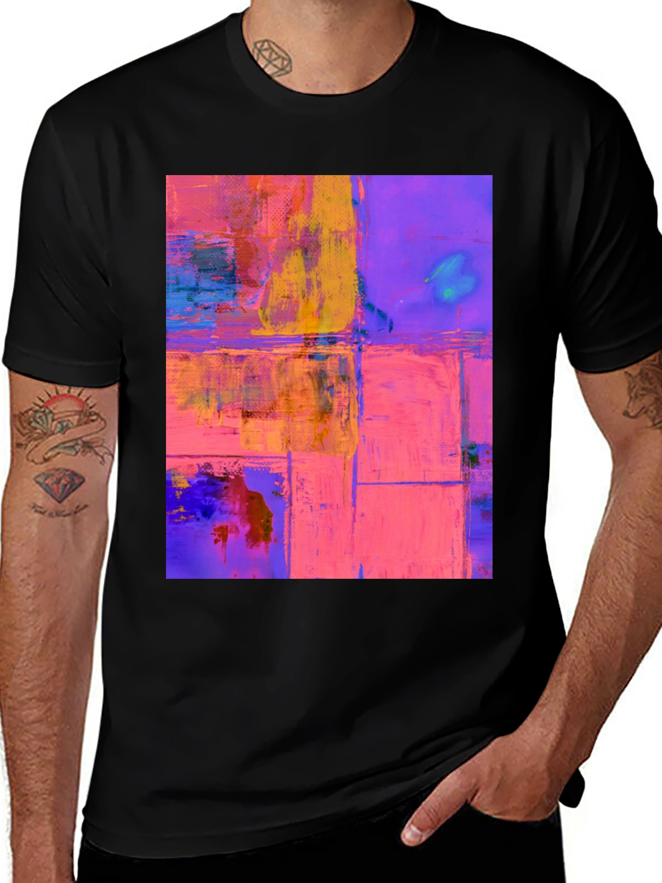 Variant 21 of Abstract Art Print Black T-Shirt