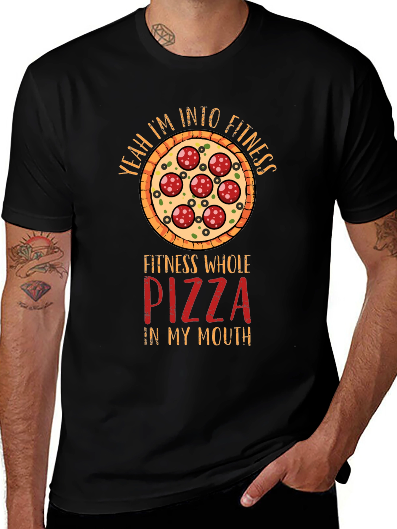 Variant 14 of Funny Pizza Fitness Graphic T-Shirt