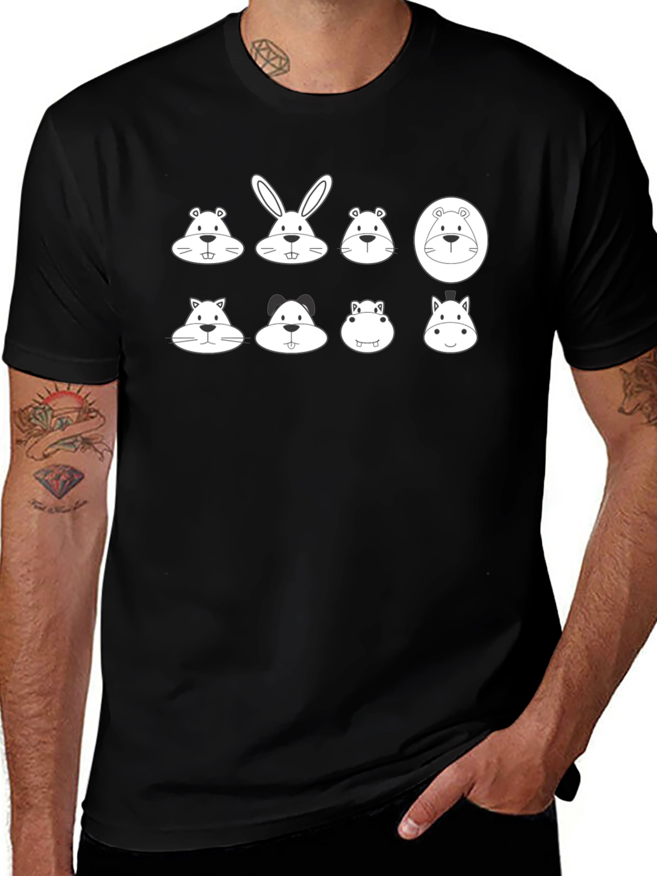 Variant 27 of Animal Faces Graphic Tee - Unisex Black T-Shirt