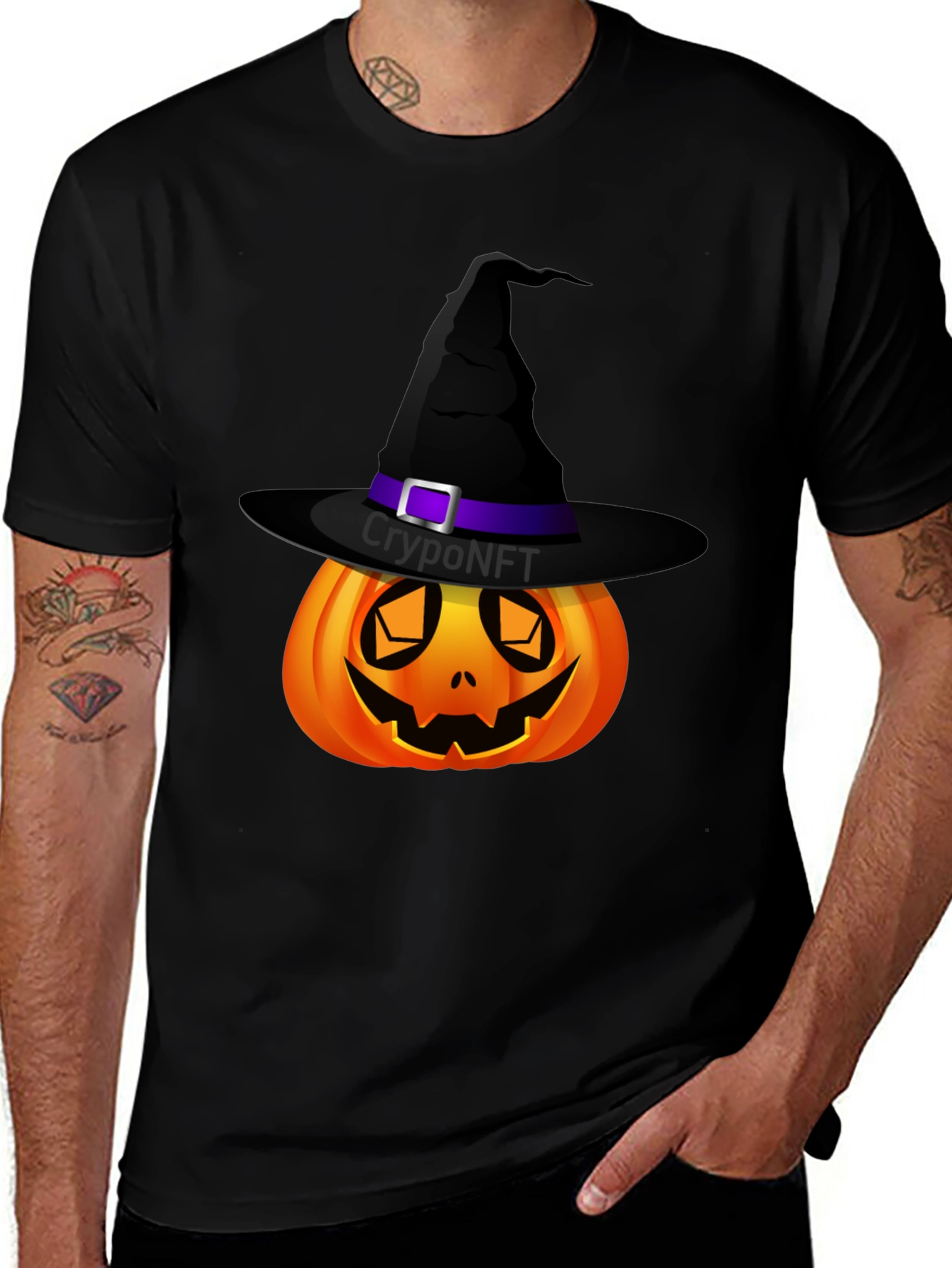 Halloween Pumpkin Witch Hat Graphic Tee