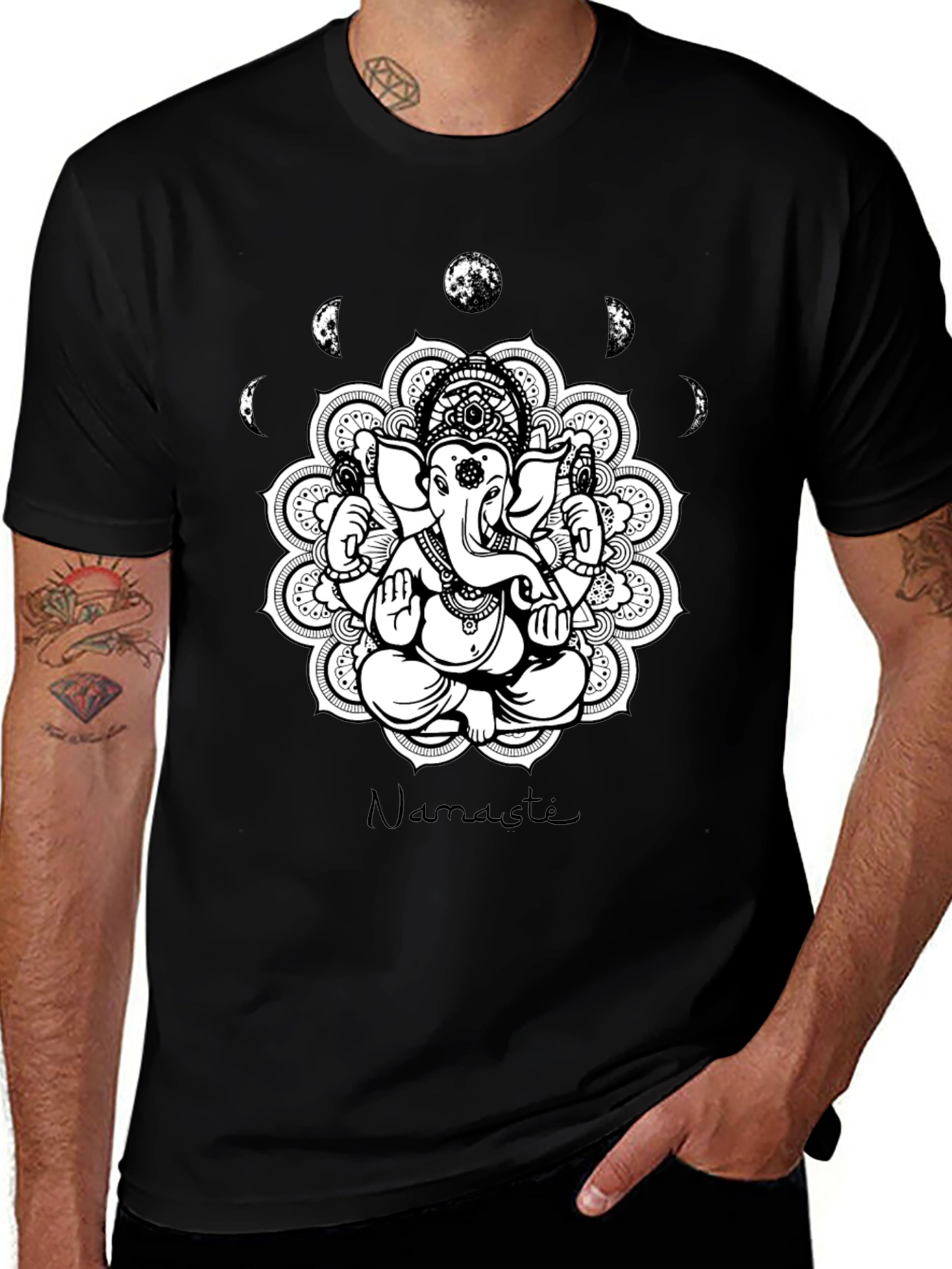Variant 3 of Ganesh Namaste Mandala Black T-Shirt