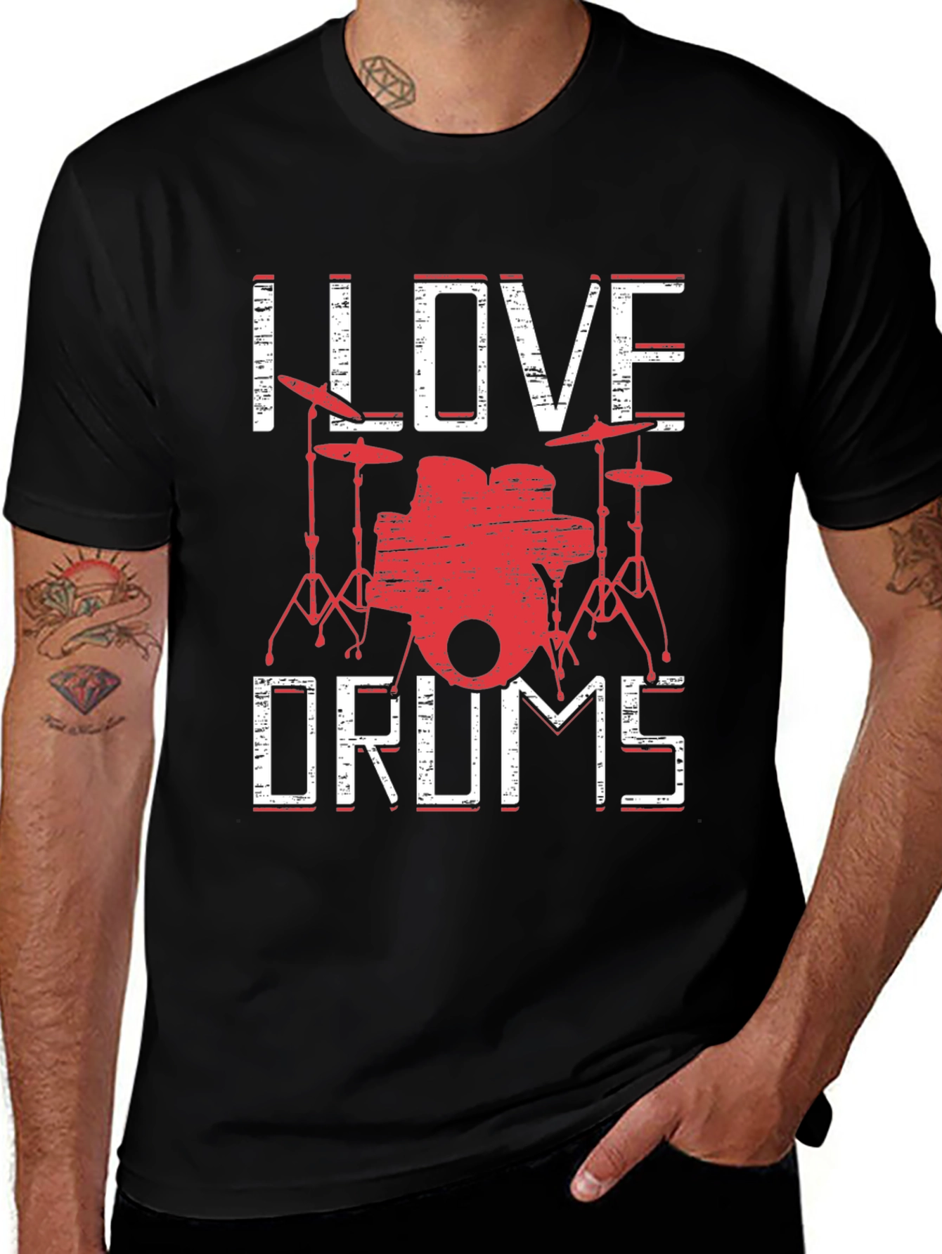 Variant 14 of I Love Drums T-Shirt - Musician Graphic Tee