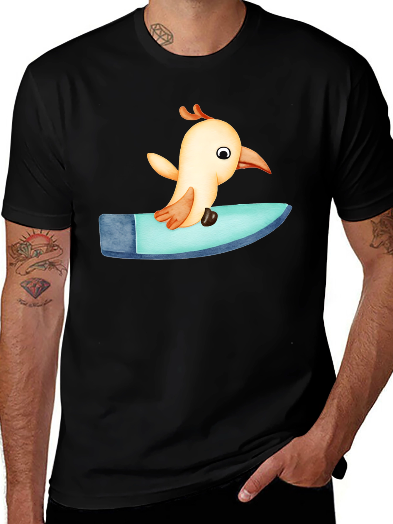 Variant 3 of Bird Surfing Tee - Black