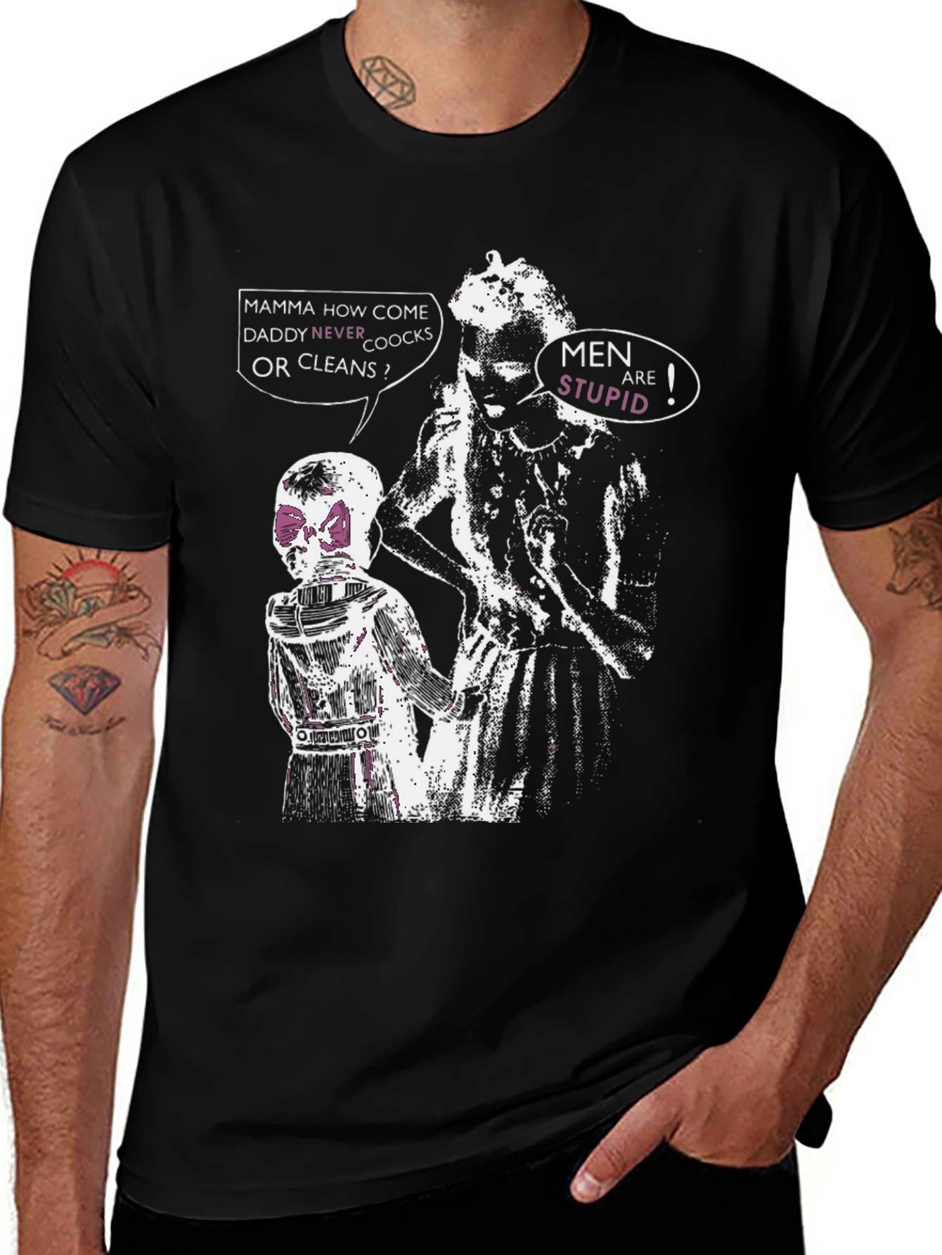 Variant 17 of Edgy "Men Are Stupid" Graphic Tee