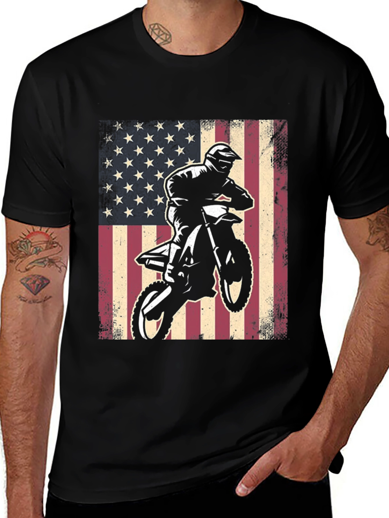 Variant 11 of American Flag Motocross T-Shirt