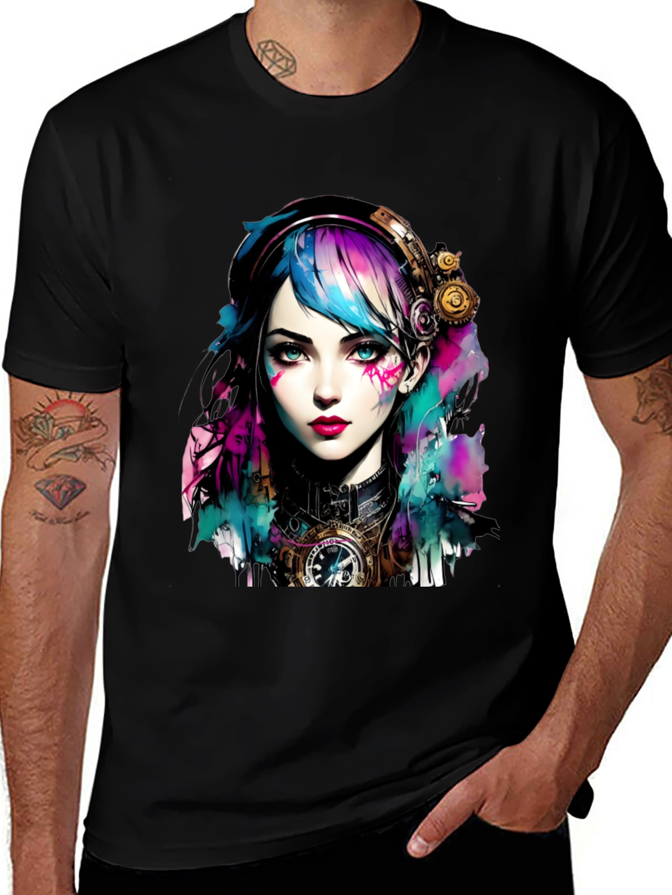 Variant 18 of Steampunk Girl Graphic Tee - Unique Art T-Shirt
