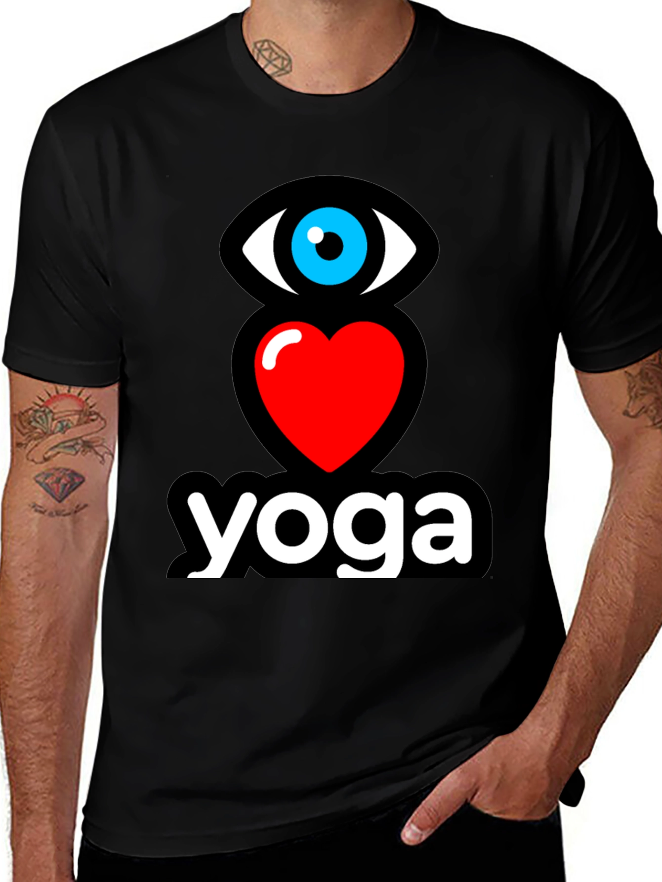 Variant 6 of Eye Heart Yoga Black Graphic T-Shirt