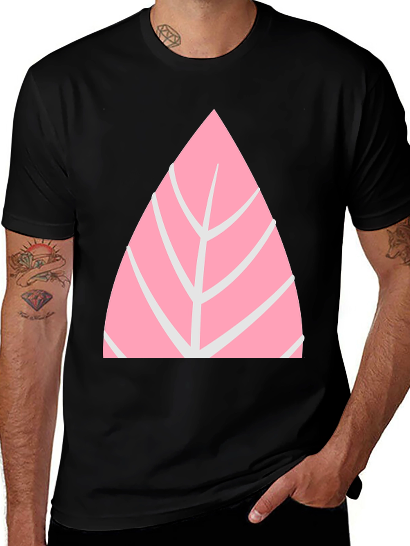 Variant 13 of Pink Leaf Graphic Tee - Casual Style