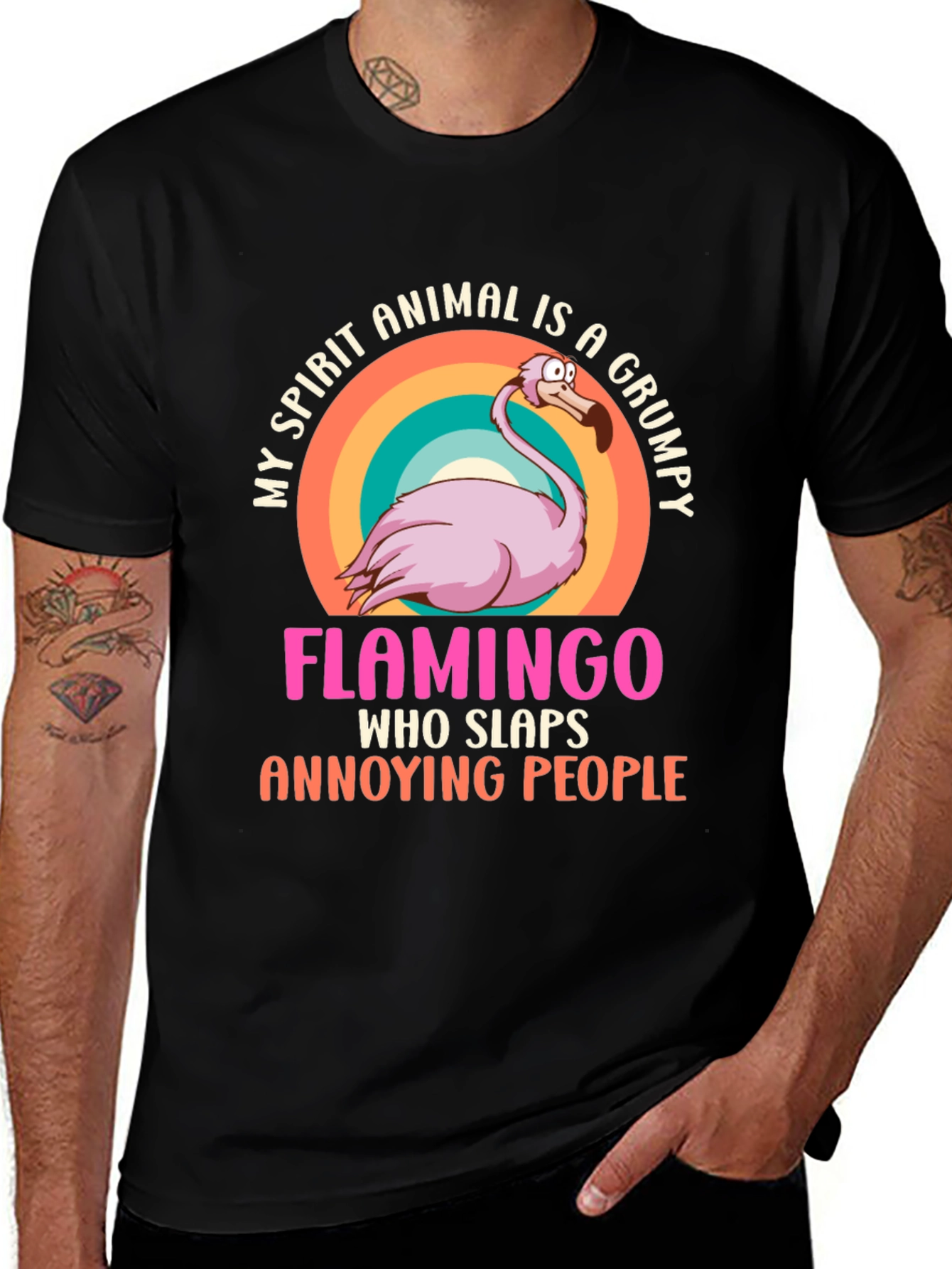 Variant 19 of Grumpy Flamingo T-Shirt - Funny Animal Spirit Tee