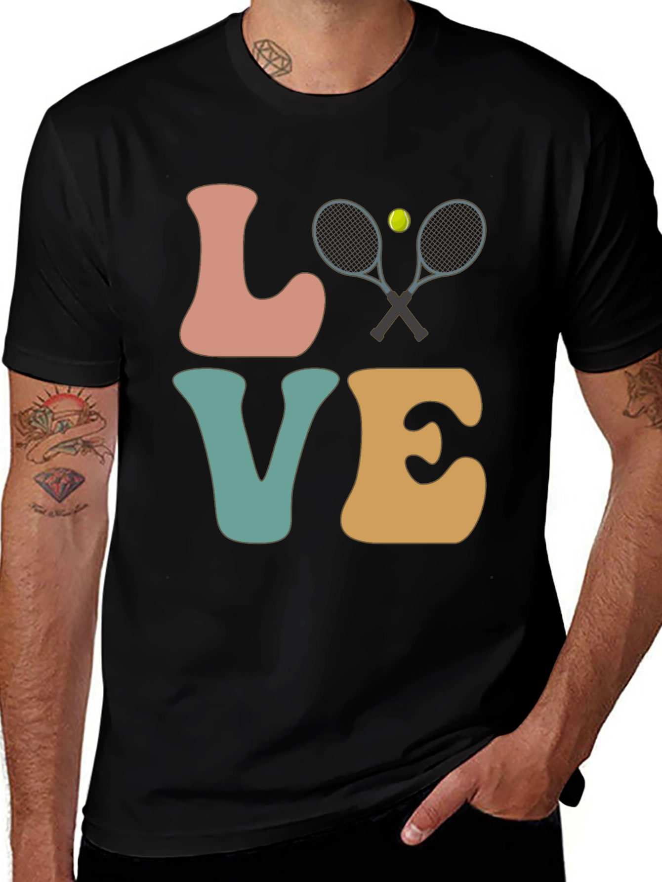 Variant 3 of Retro Tennis Love T-Shirt - Sports Graphic Tee