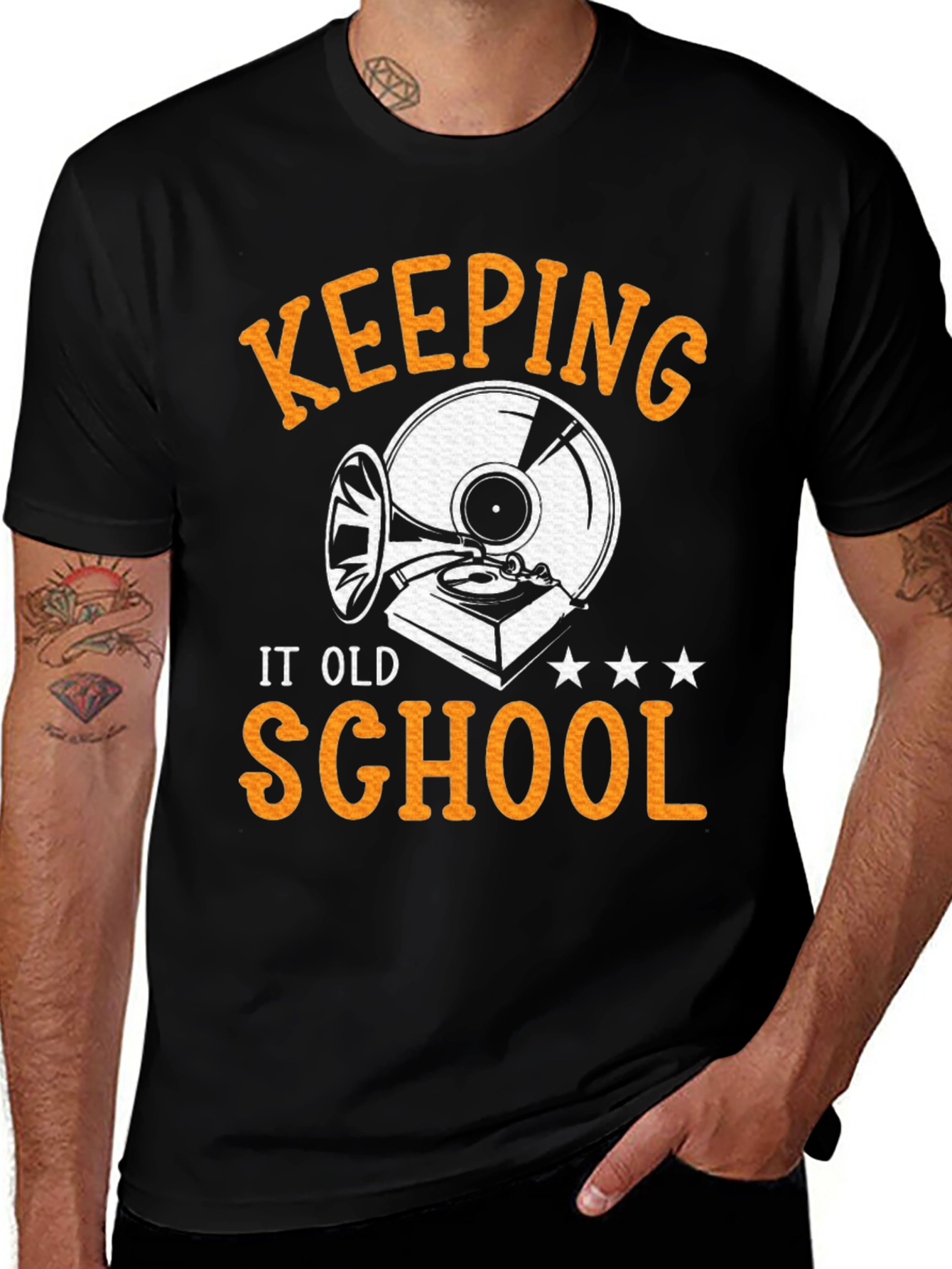 Variant 17 of Keeping It Old School Tee - Vintage Record Player Design