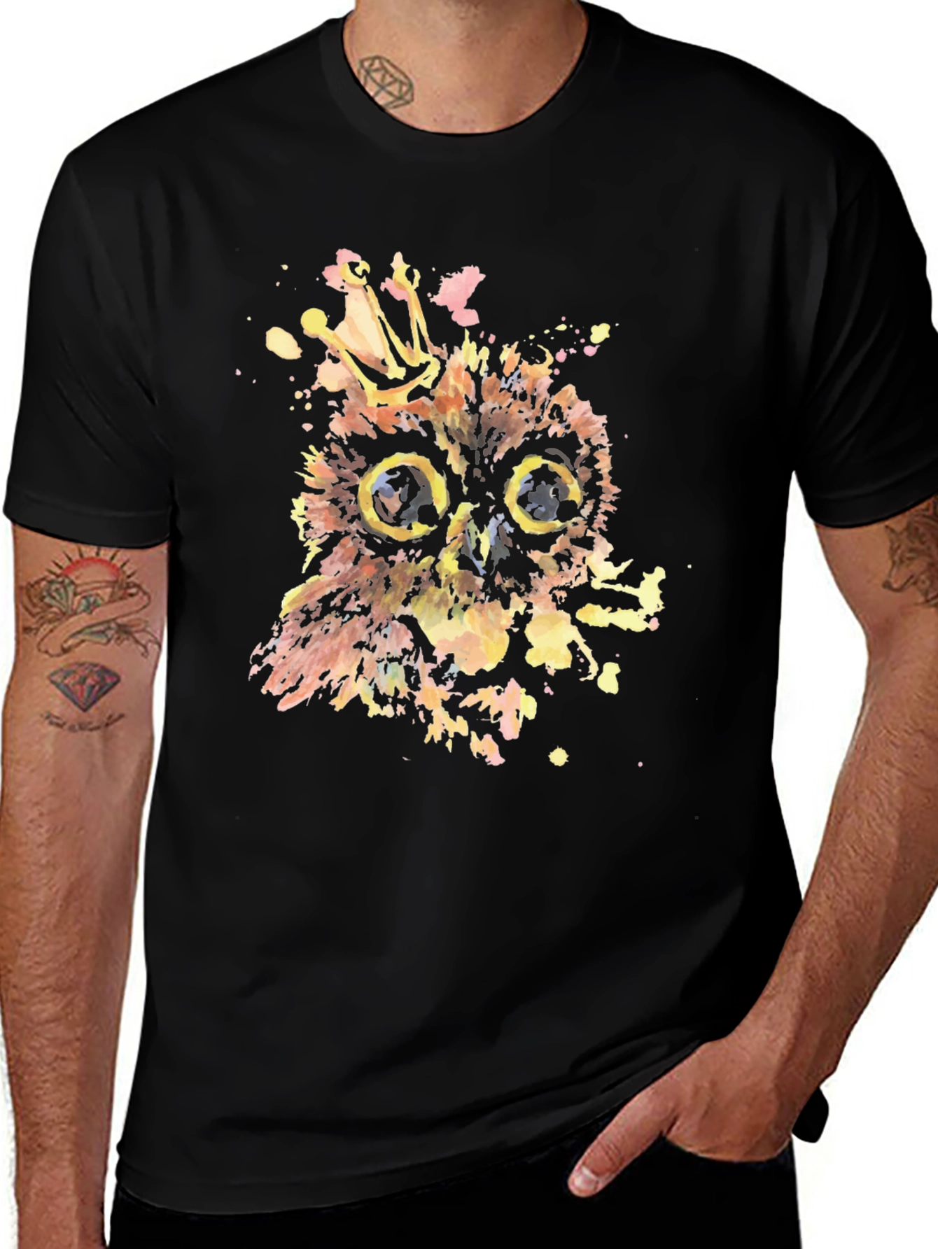 Variant 16 of Owl King Men's Graphic Tee - Watercolor Style