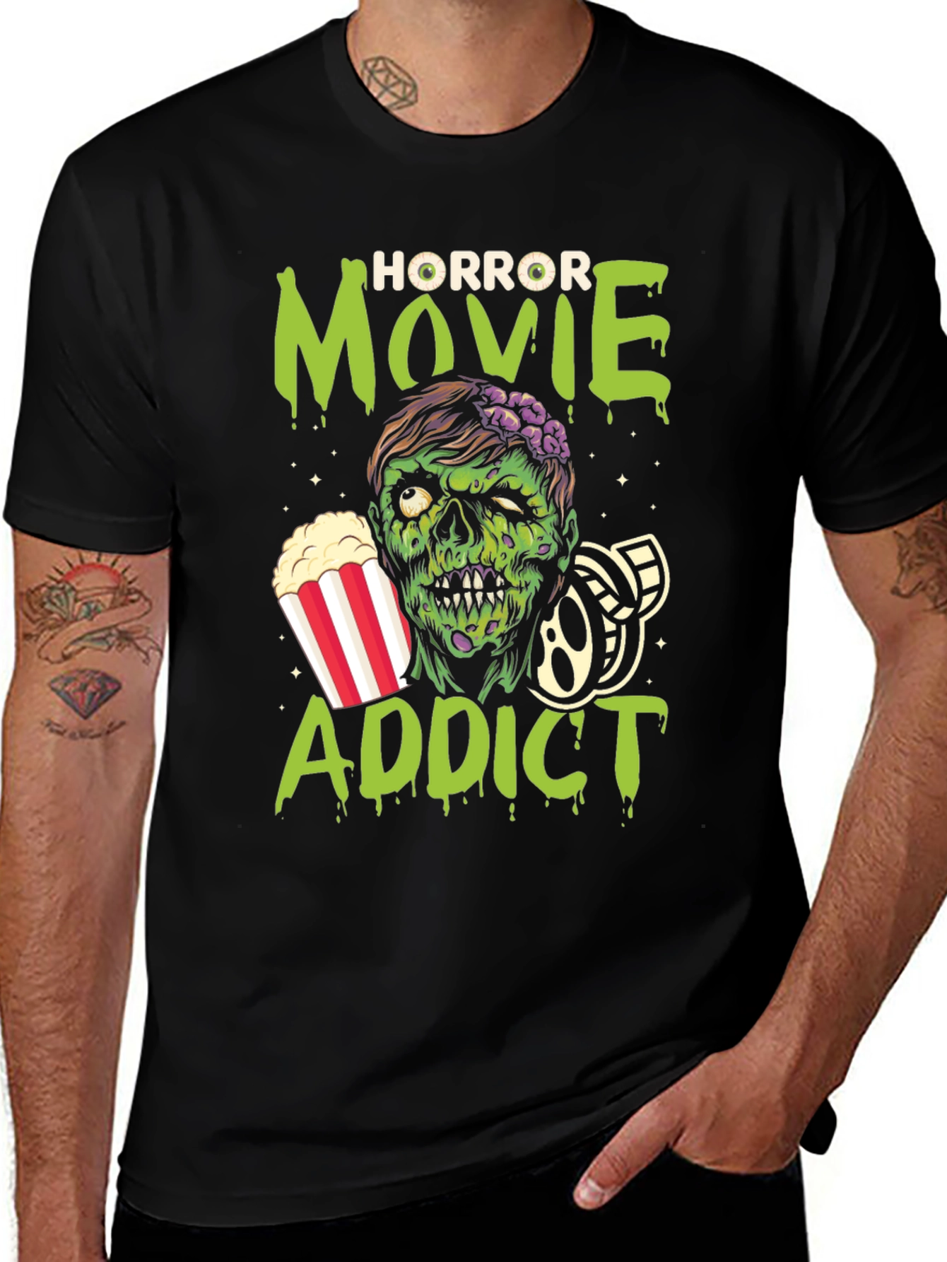 Variant 14 of Horror Movie Addict Graphic T-Shirt - Black