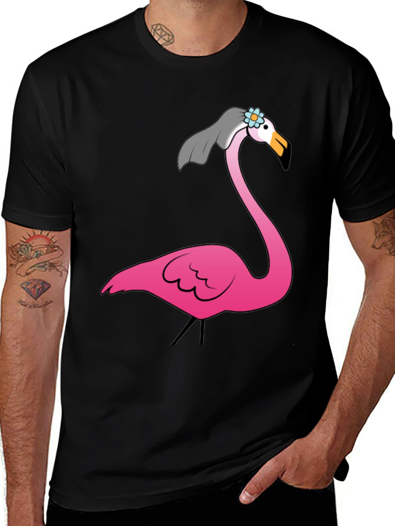Variant 21 of Flamingo Bride Black Graphic Tee