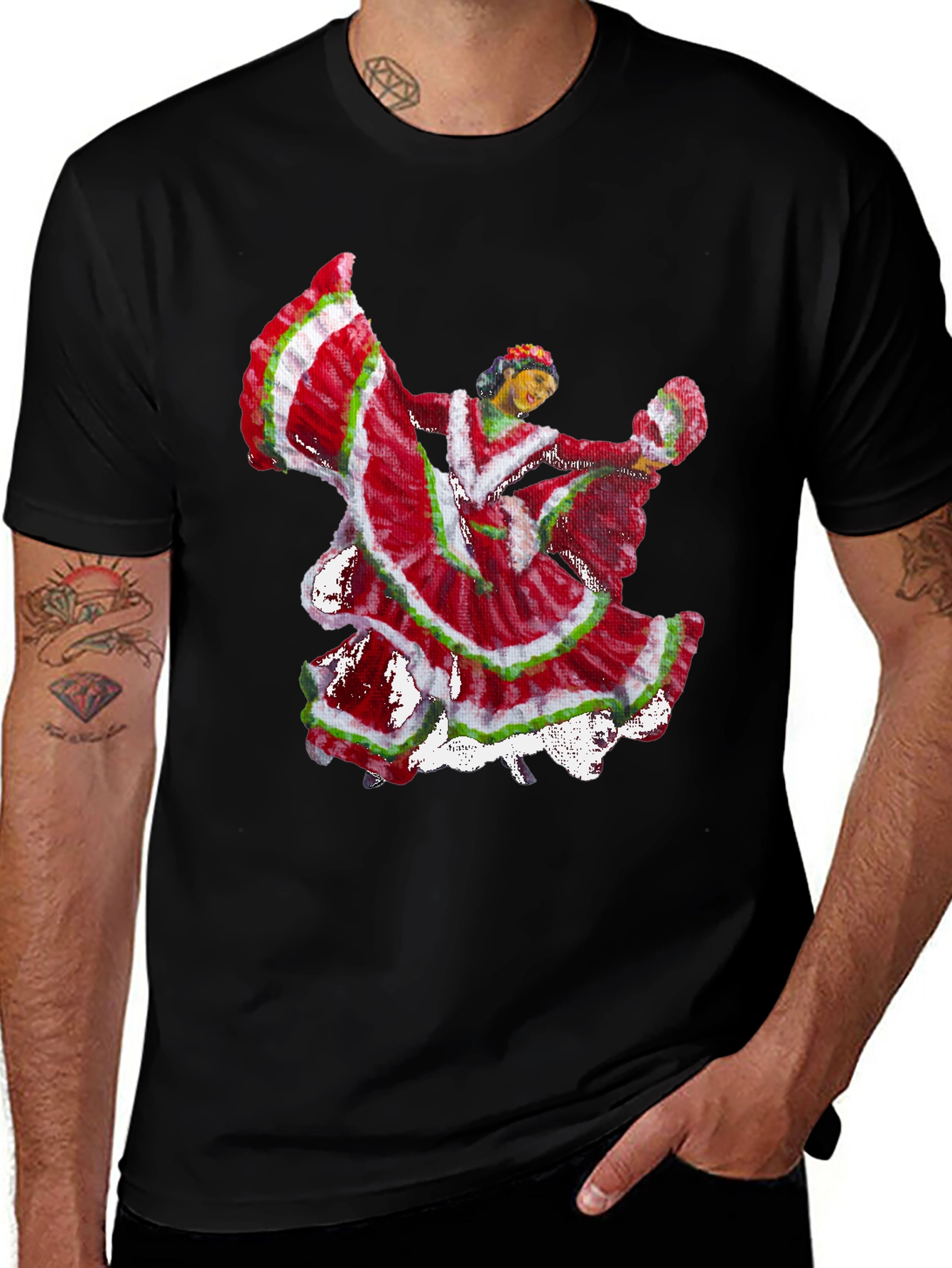 Variant 9 of Folklorico Dancer Graphic Tee - Black