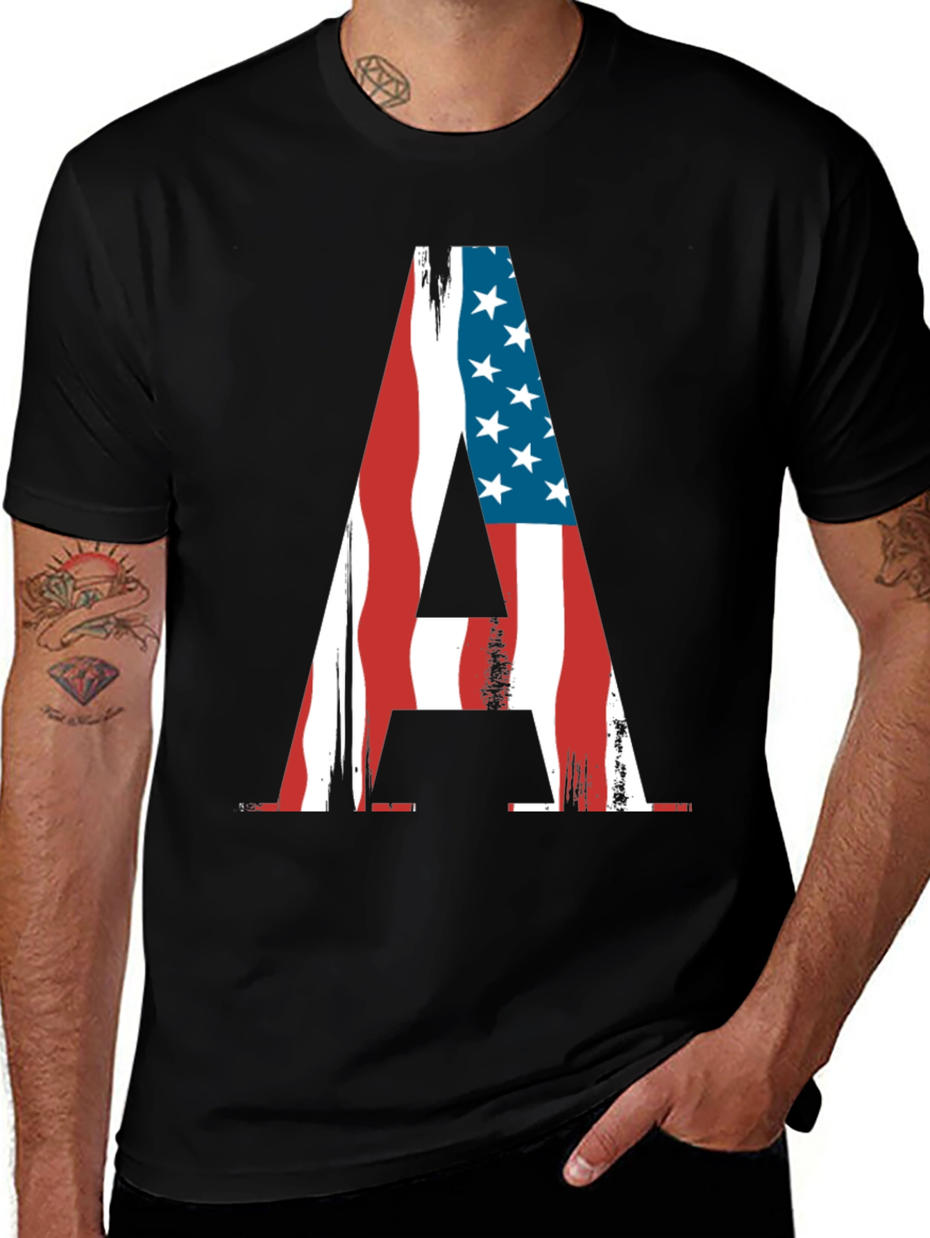 American Flag Letter A Patriotic T-Shirt