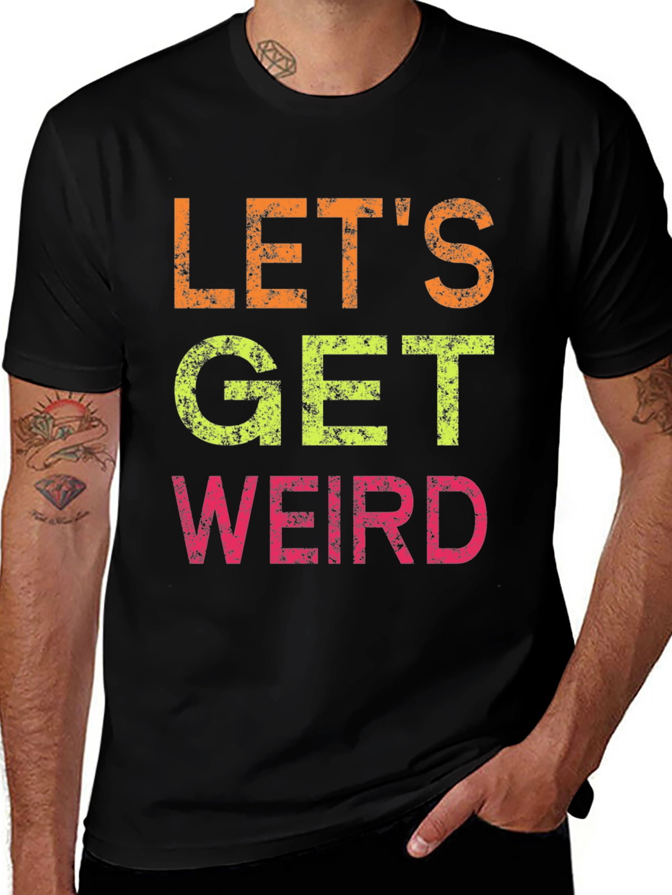 Variant 12 of Let's Get Weird Graphic Tee - Black Cotton T-Shirt