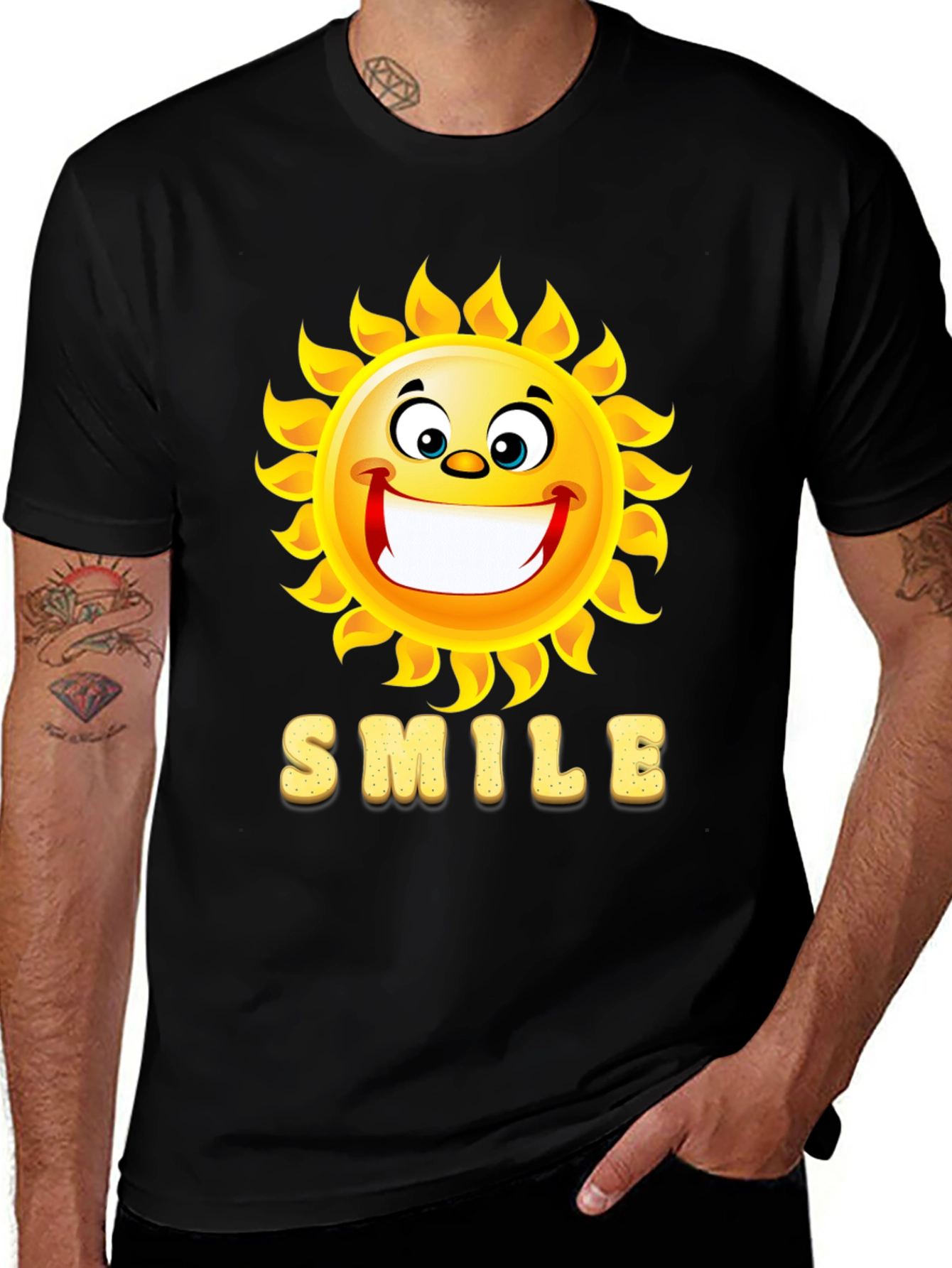 Variant 30 of Happy Sun Smile Black T-Shirt