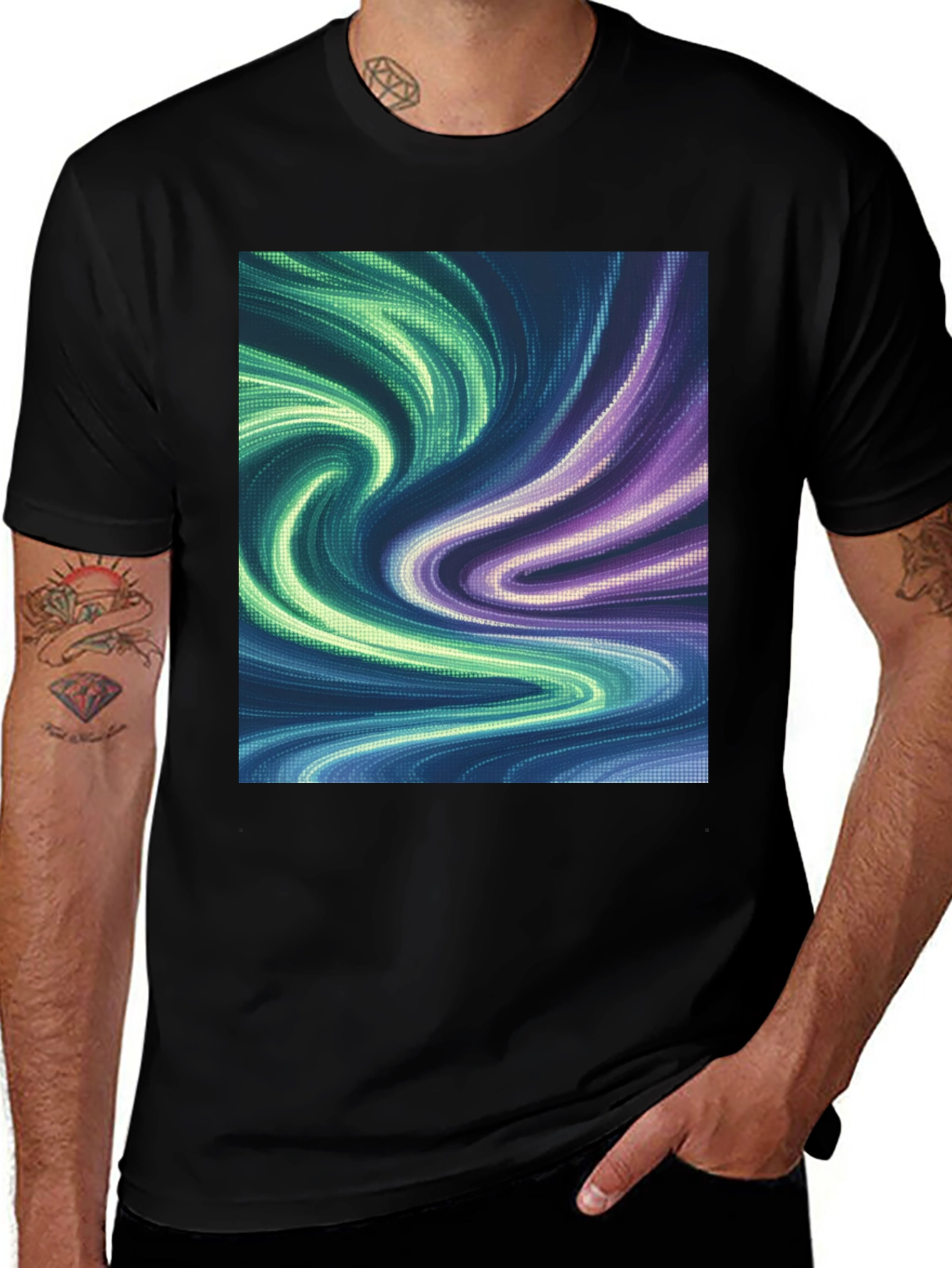Variant 28 of Abstract Swirl Graphic Black T-Shirt